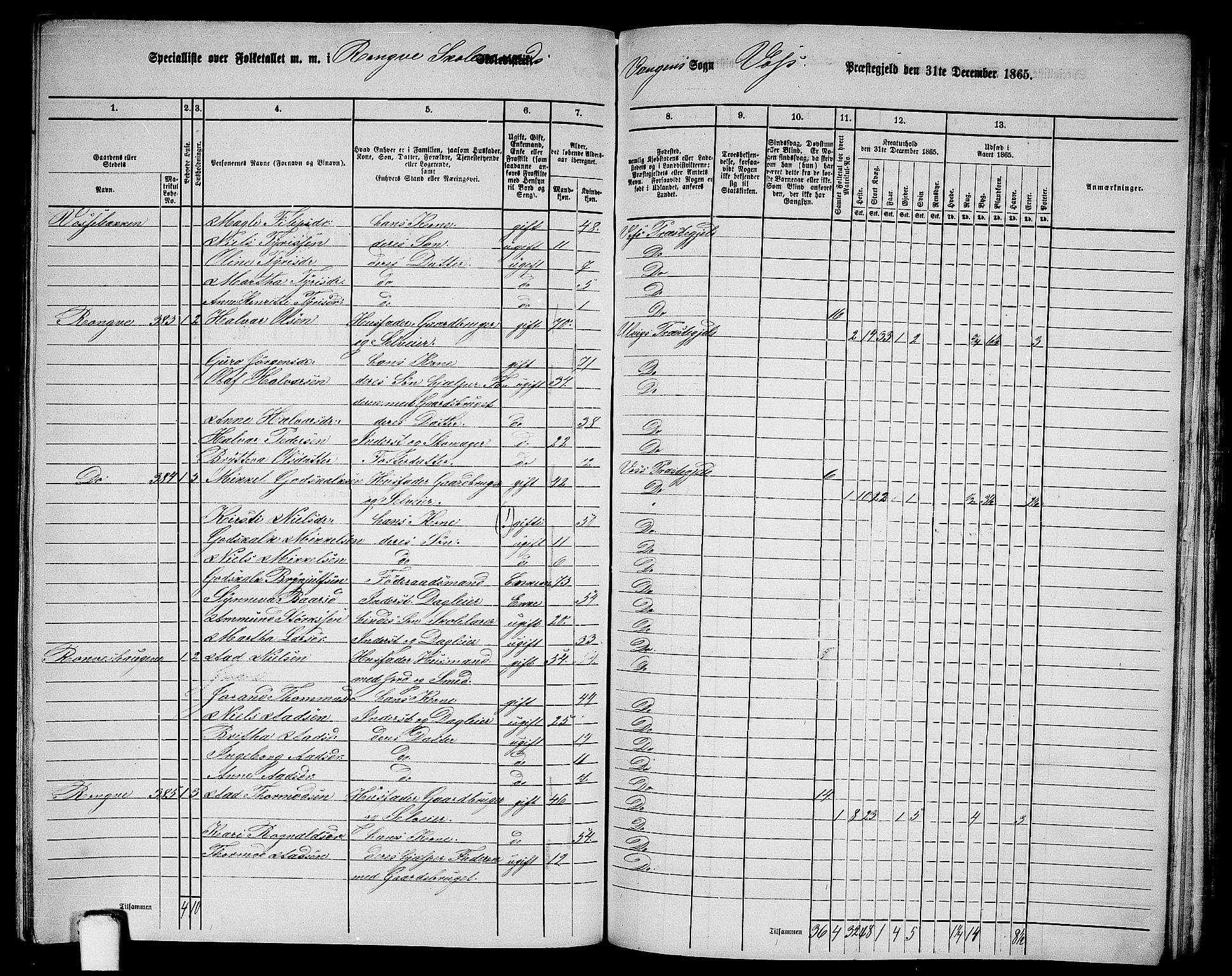 RA, 1865 census for Voss, 1865, p. 176