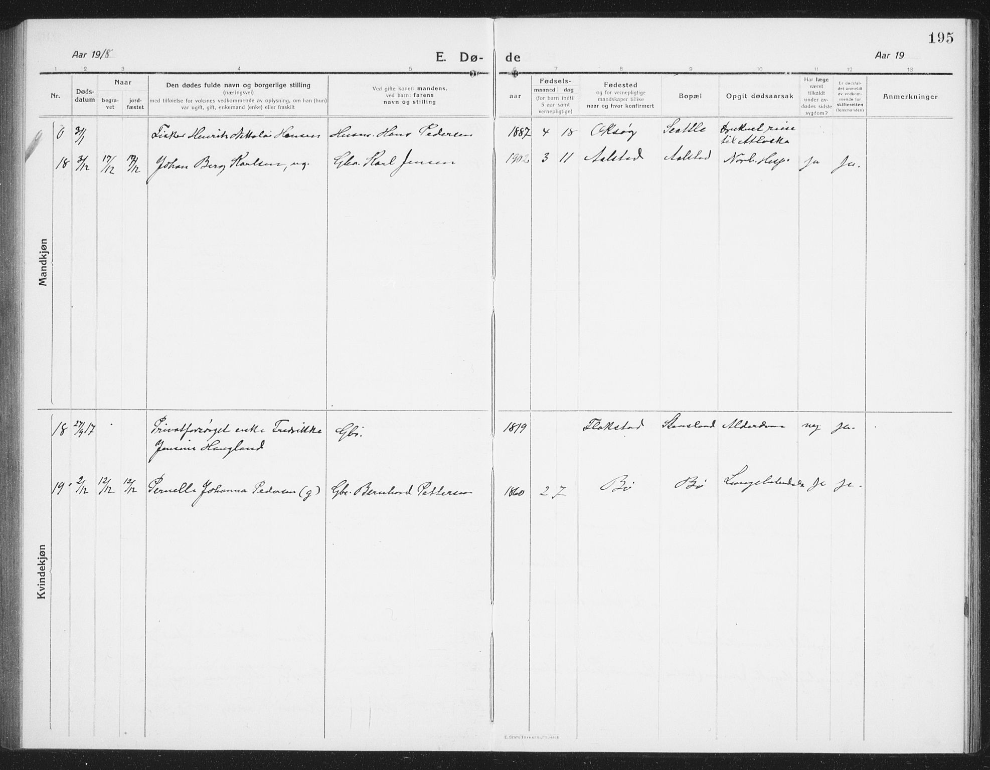 Ministerialprotokoller, klokkerbøker og fødselsregistre - Nordland, AV/SAT-A-1459/855/L0817: Parish register (copy) no. 855C06, 1917-1934, p. 195