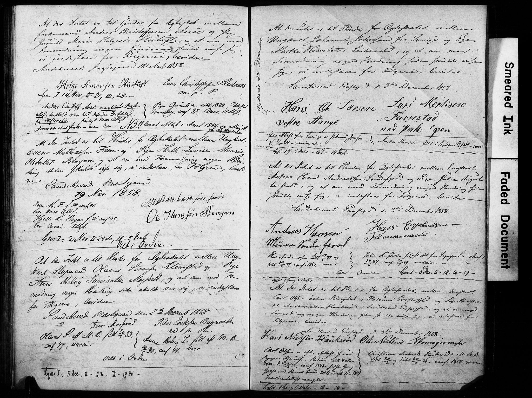 Sandar kirkebøker, AV/SAKO-A-243/H/Ha/L000I: Banns register no. I, 1854-1859