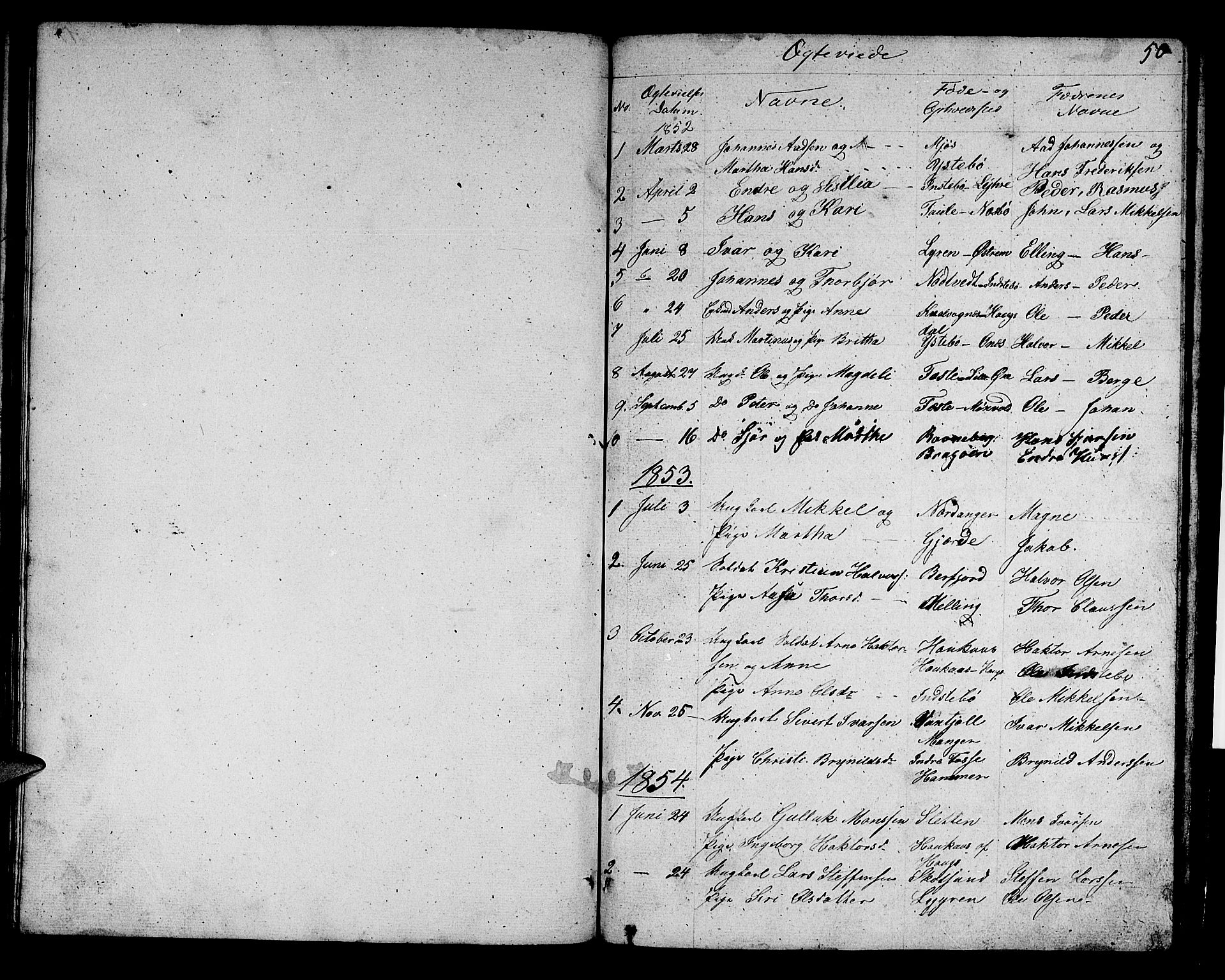 Alversund Sokneprestembete, SAB/A-73901/H/Ha/Hab: Parish register (copy) no. B 1, 1852-1865, p. 50