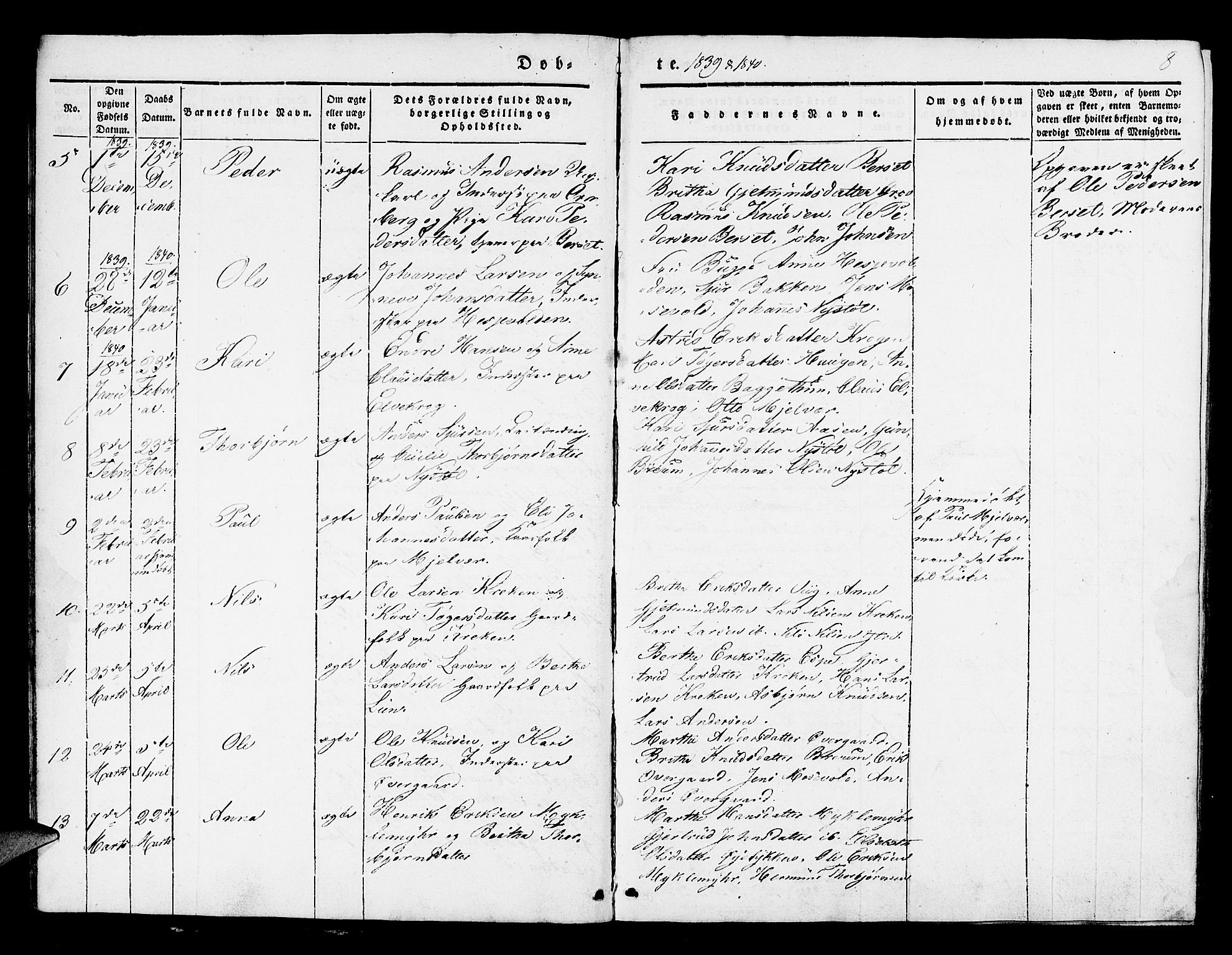 Jostedal sokneprestembete, SAB/A-80601/H/Haa/Haaa/L0004: Parish register (official) no. A 4, 1837-1848, p. 8