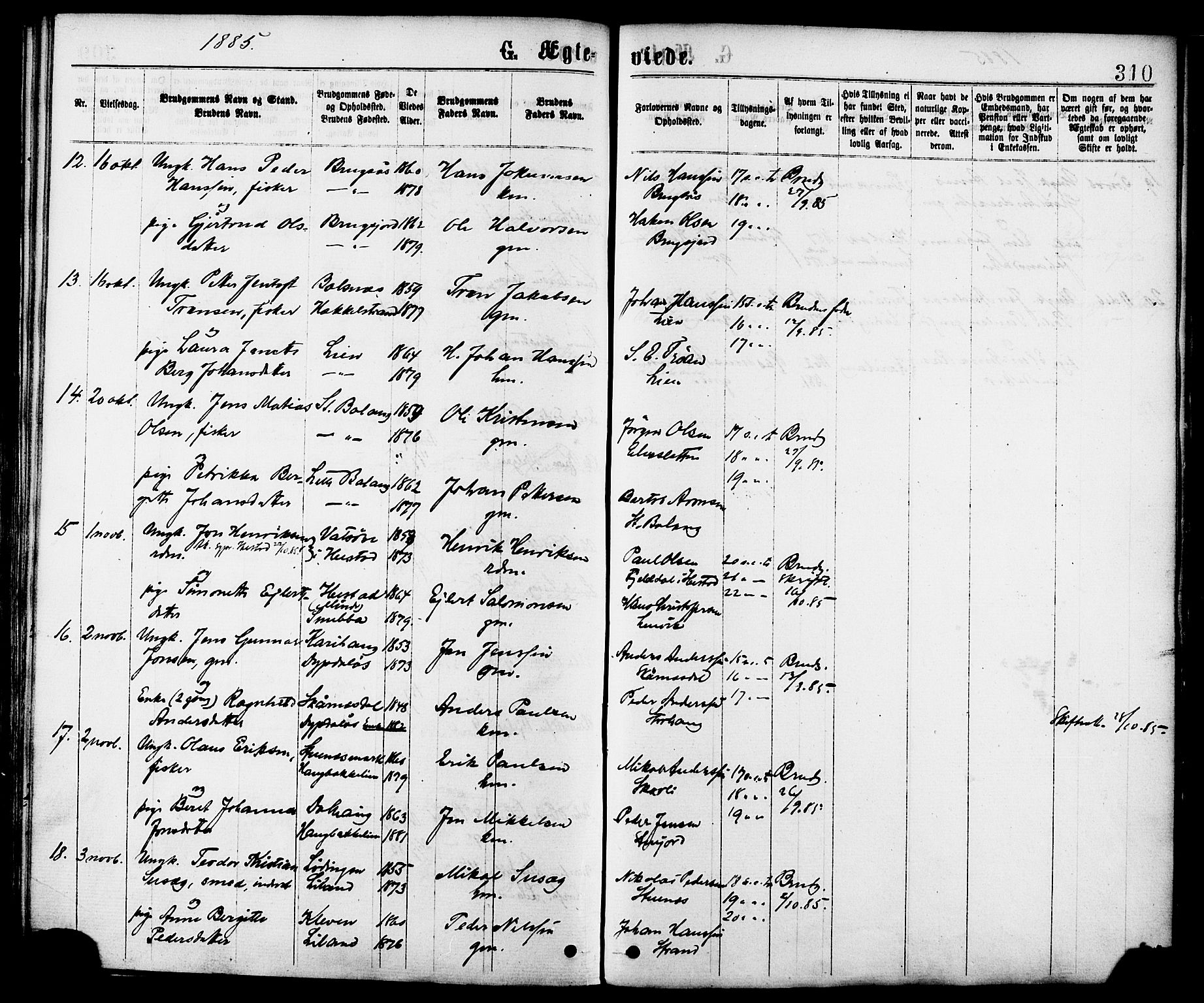 Ministerialprotokoller, klokkerbøker og fødselsregistre - Nordland, AV/SAT-A-1459/863/L0897: Parish register (official) no. 863A09, 1872-1886, p. 310