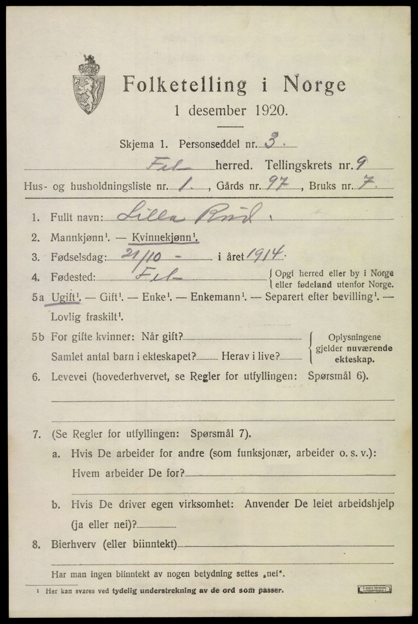 SAO, 1920 census for Fet, 1920, p. 9480