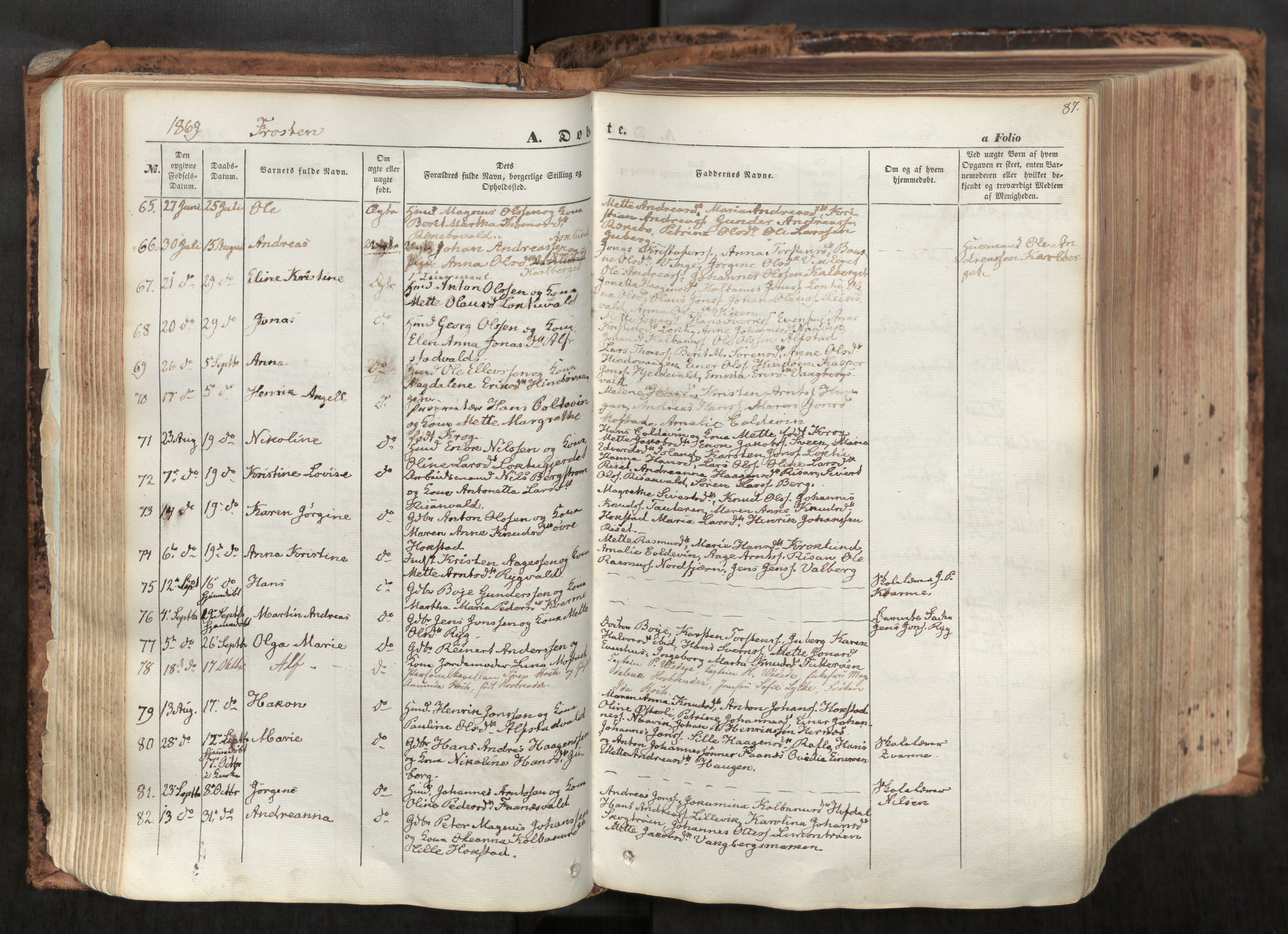 Ministerialprotokoller, klokkerbøker og fødselsregistre - Nord-Trøndelag, SAT/A-1458/713/L0116: Parish register (official) no. 713A07, 1850-1877, p. 87