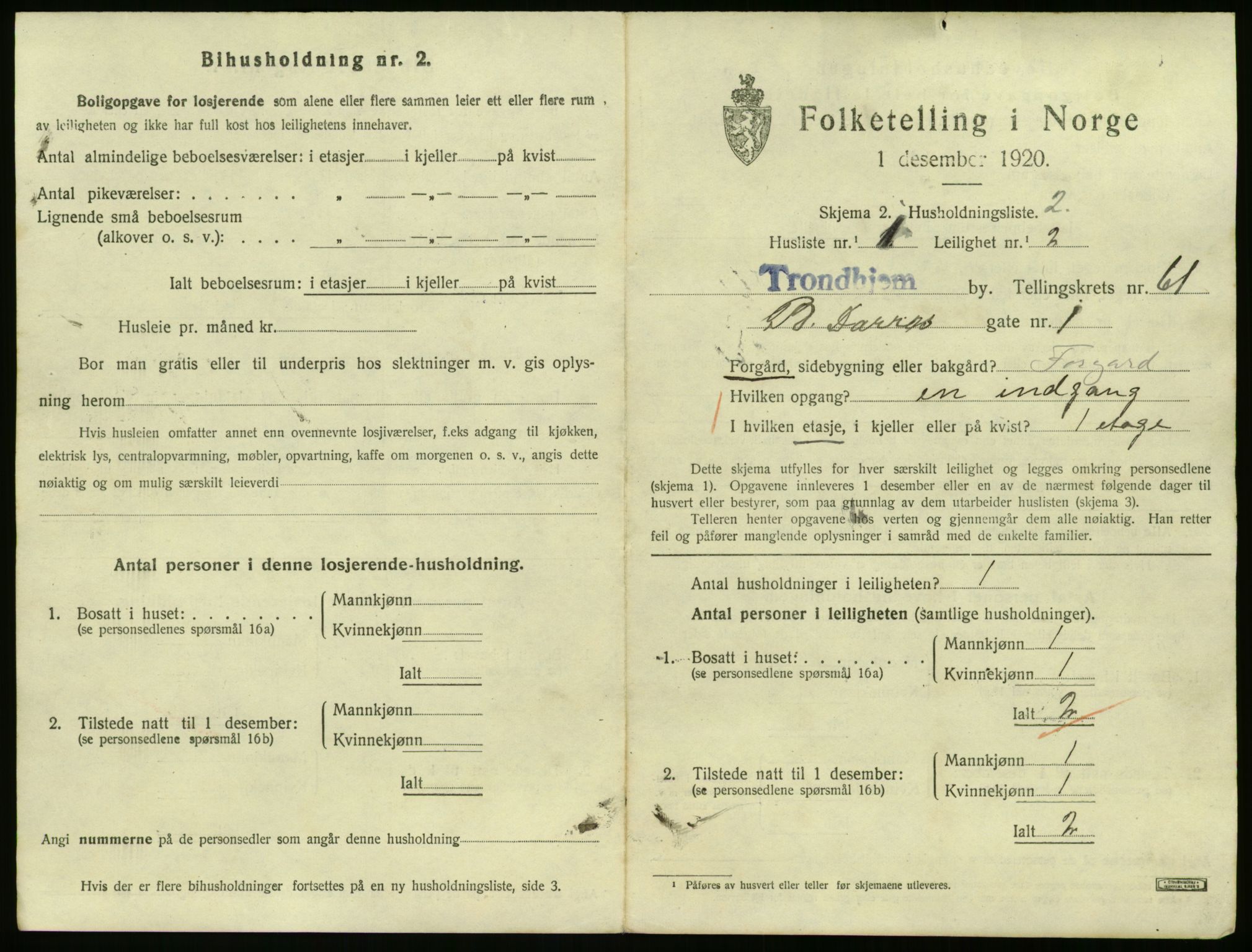 SAT, 1920 census for Trondheim, 1920, p. 27742