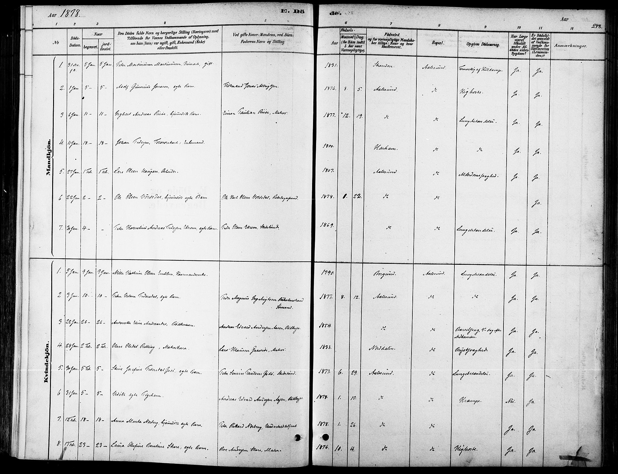 Ministerialprotokoller, klokkerbøker og fødselsregistre - Møre og Romsdal, AV/SAT-A-1454/529/L0454: Parish register (official) no. 529A04, 1878-1885, p. 248