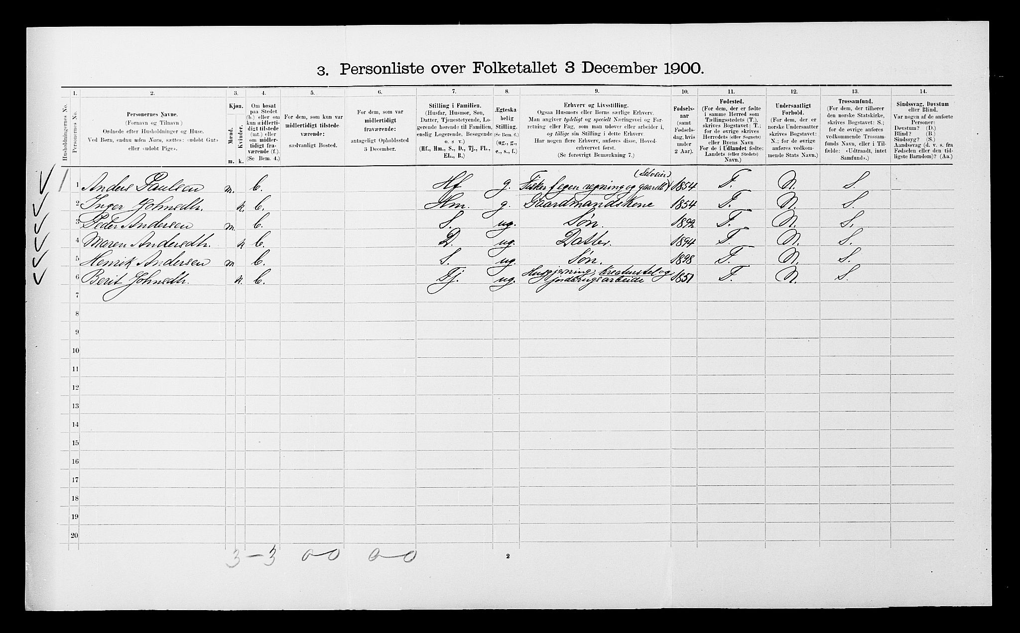SATØ, 1900 census for Ibestad, 1900, p. 763