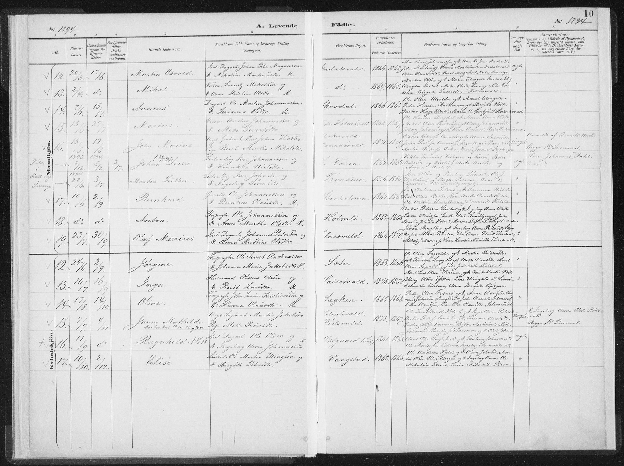 Ministerialprotokoller, klokkerbøker og fødselsregistre - Nord-Trøndelag, SAT/A-1458/724/L0263: Parish register (official) no. 724A01, 1891-1907, p. 10