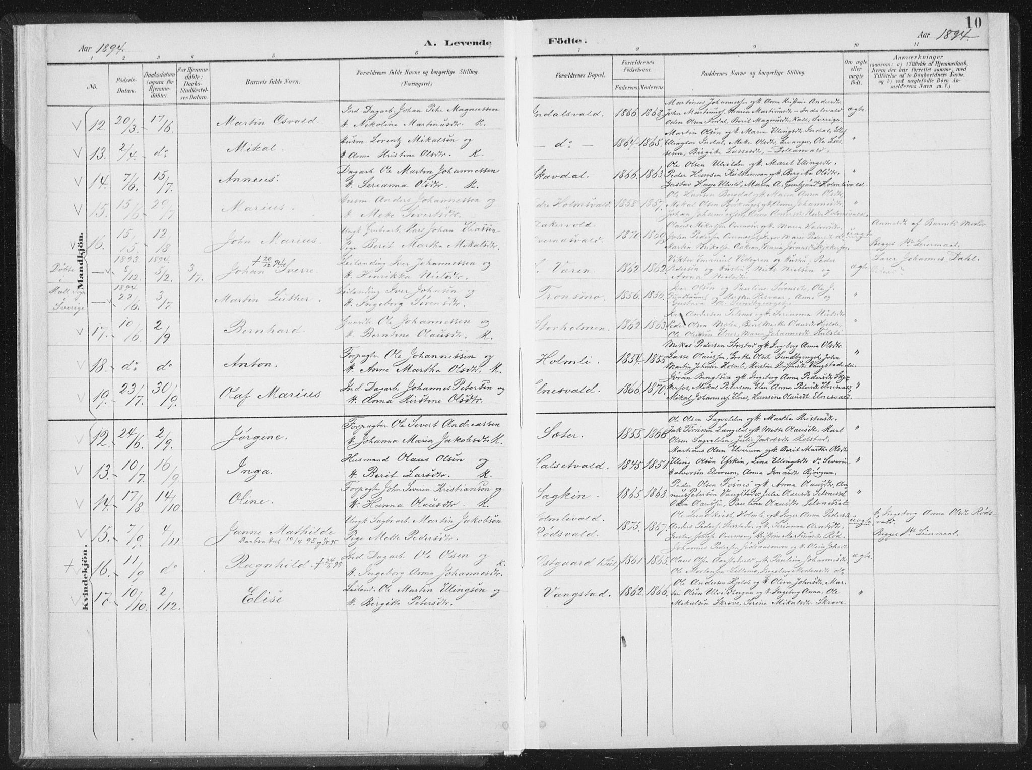 Ministerialprotokoller, klokkerbøker og fødselsregistre - Nord-Trøndelag, AV/SAT-A-1458/724/L0263: Parish register (official) no. 724A01, 1891-1907, p. 10