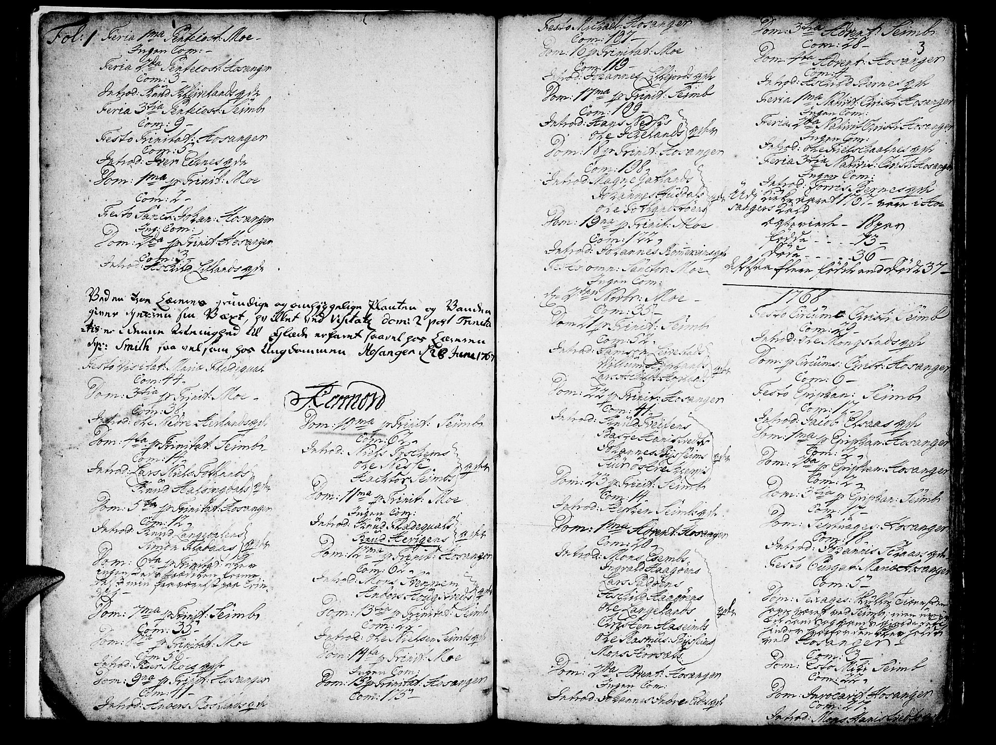 Hosanger sokneprestembete, SAB/A-75801/H/Haa: Parish register (official) no. A 2 /1, 1766-1793, p. 3
