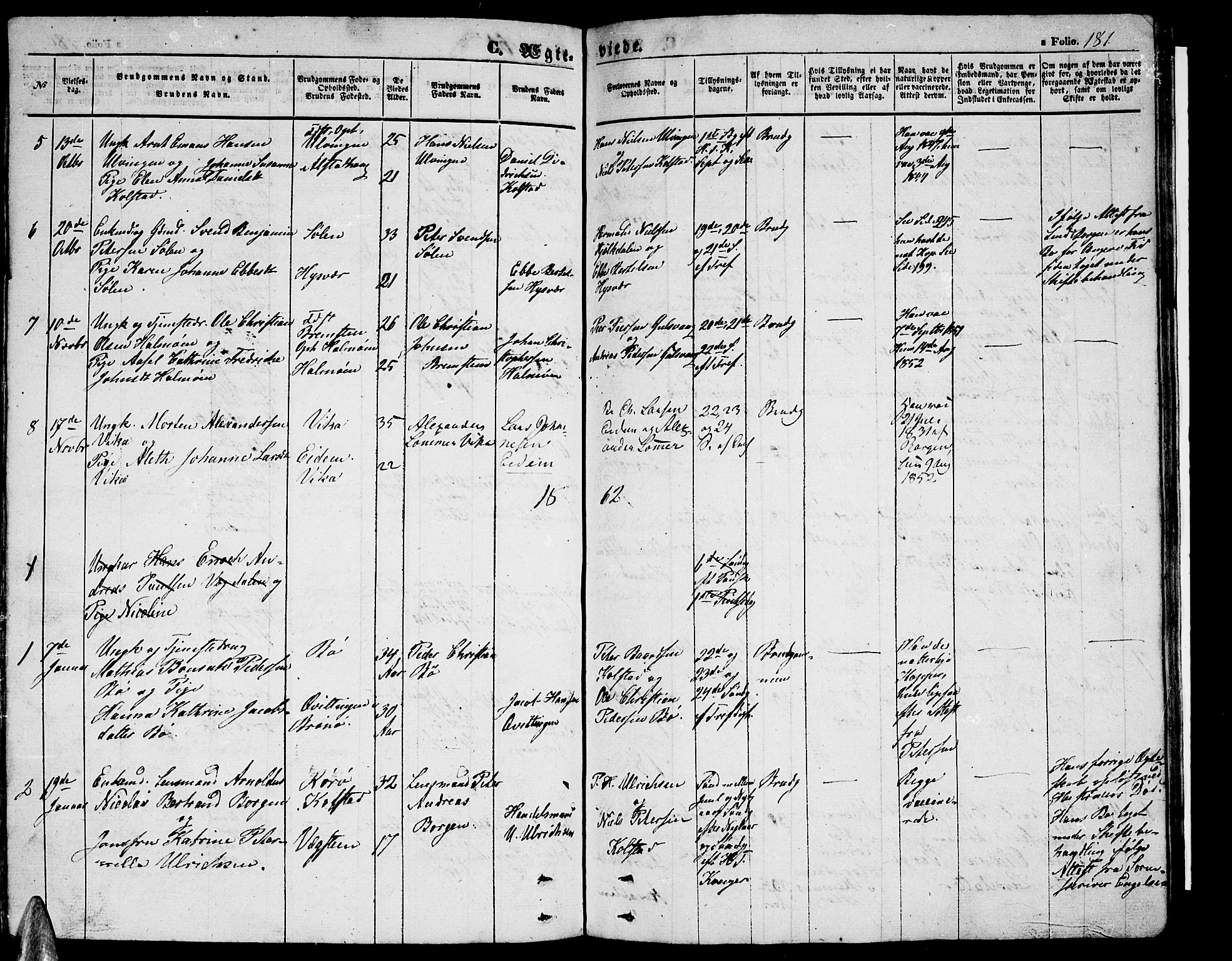 Ministerialprotokoller, klokkerbøker og fødselsregistre - Nordland, SAT/A-1459/816/L0251: Parish register (copy) no. 816C01, 1852-1870, p. 181