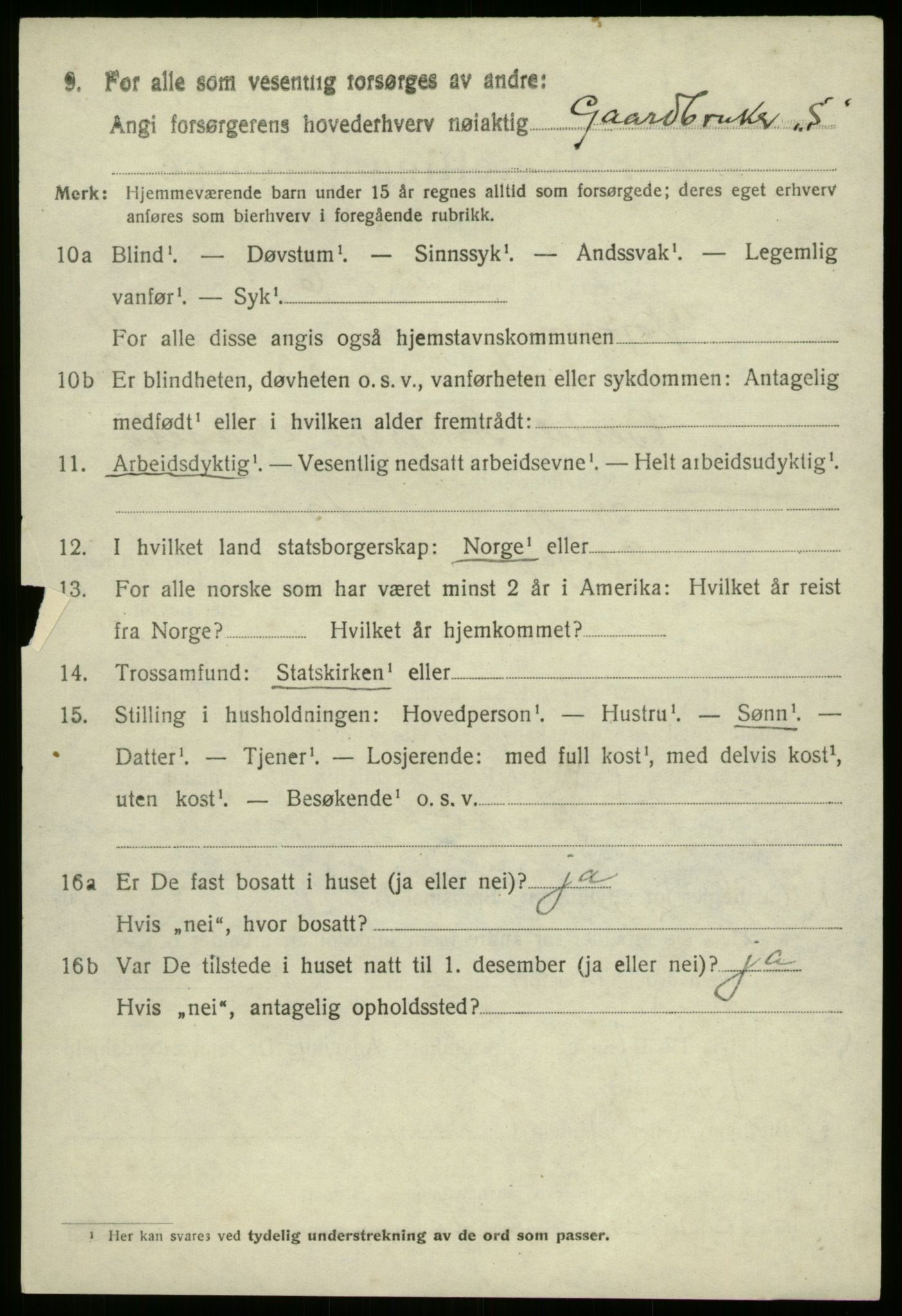 SAB, 1920 census for Gloppen, 1920, p. 5485