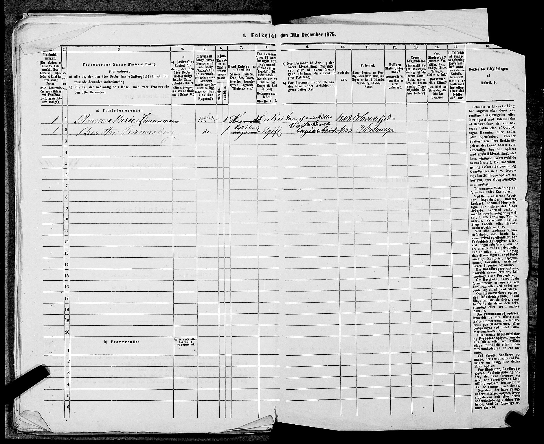 SAST, 1875 census for 1103 Stavanger, 1875, p. 640