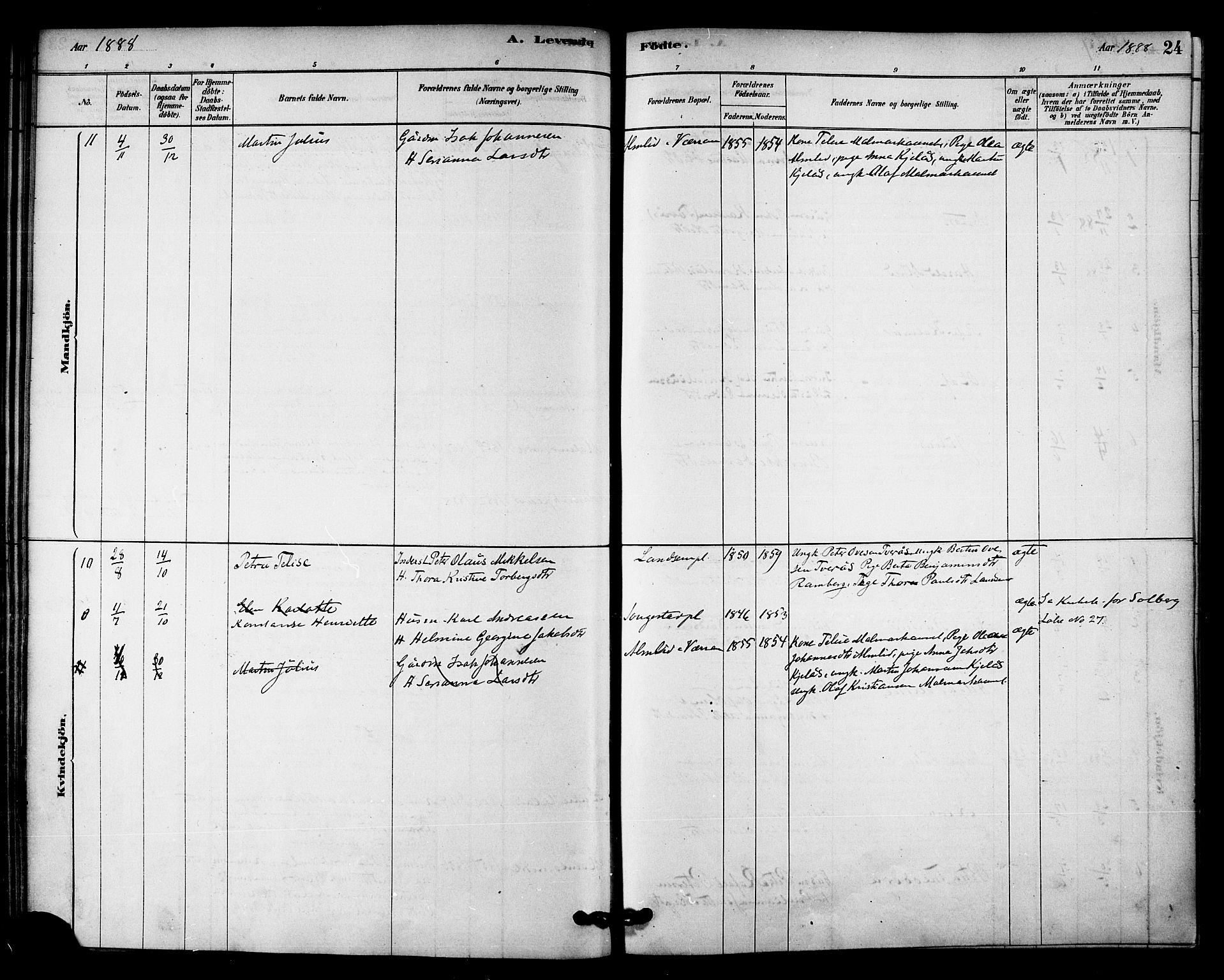 Ministerialprotokoller, klokkerbøker og fødselsregistre - Nord-Trøndelag, AV/SAT-A-1458/745/L0429: Parish register (official) no. 745A01, 1878-1894, p. 24