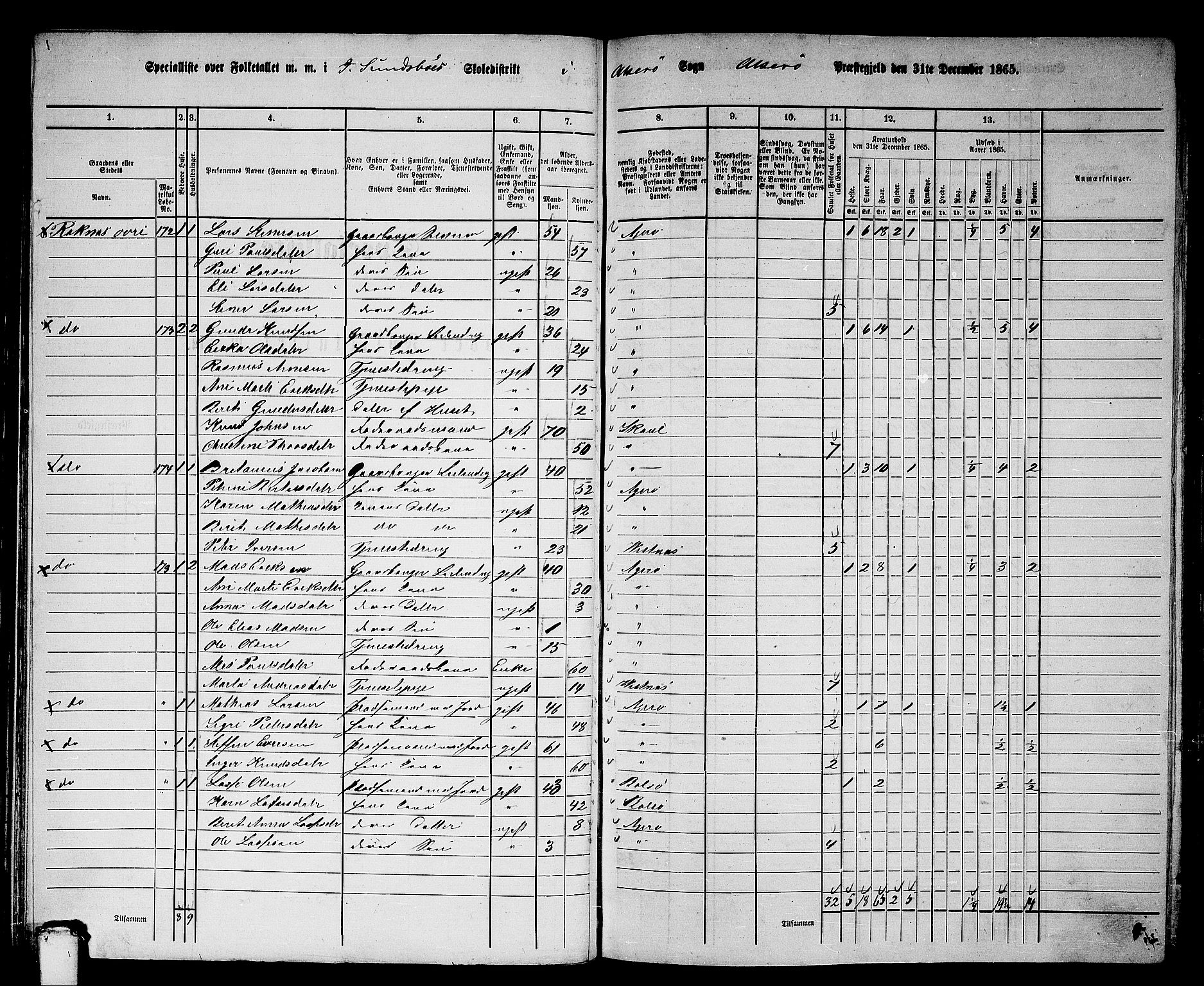 RA, 1865 census for Aukra, 1865, p. 67