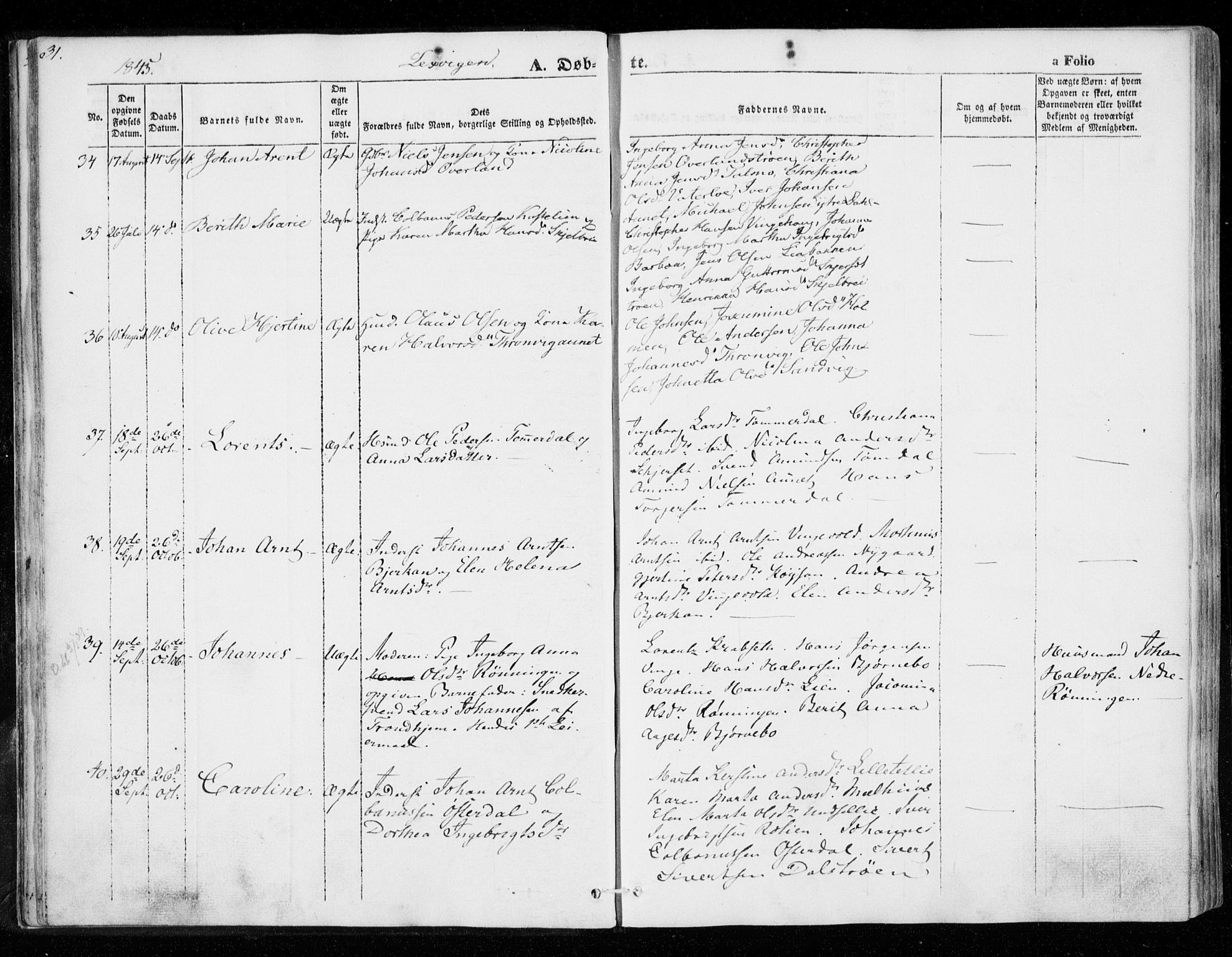 Ministerialprotokoller, klokkerbøker og fødselsregistre - Nord-Trøndelag, SAT/A-1458/701/L0007: Parish register (official) no. 701A07 /1, 1842-1854, p. 31