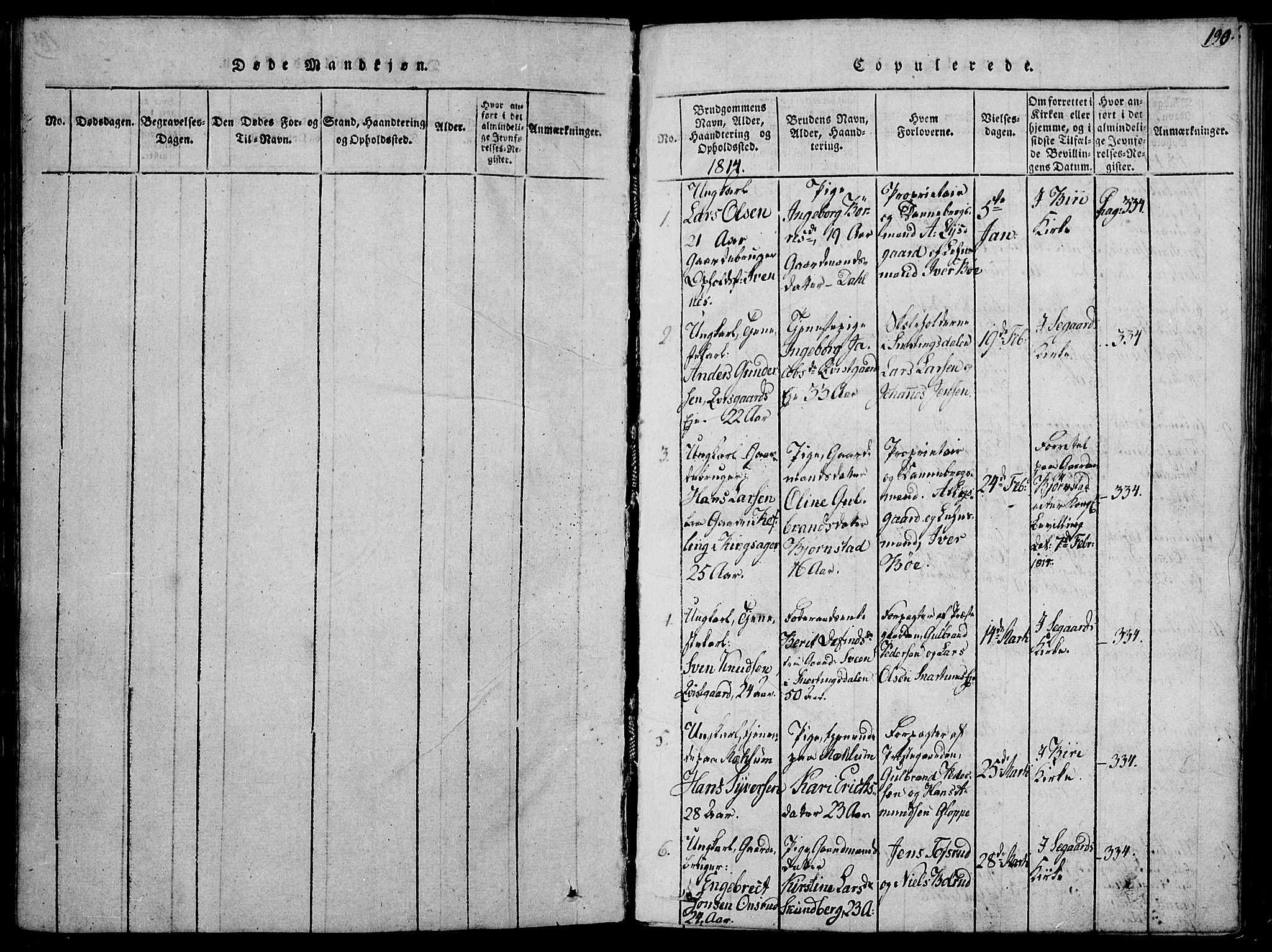 Biri prestekontor, SAH/PREST-096/H/Ha/Haa/L0003: Parish register (official) no. 3, 1814-1828, p. 190