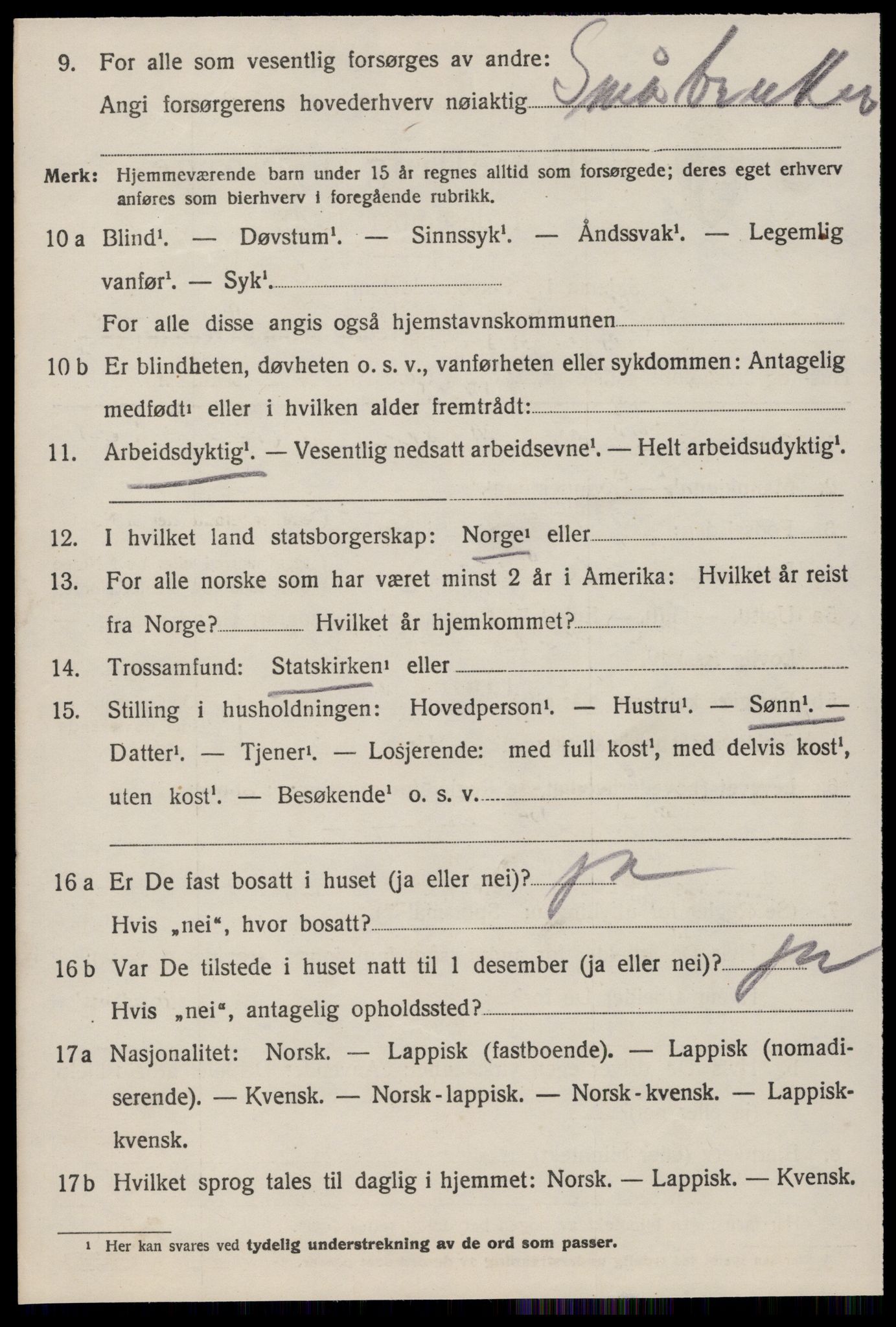 SAT, 1920 census for Stadsbygd, 1920, p. 1661