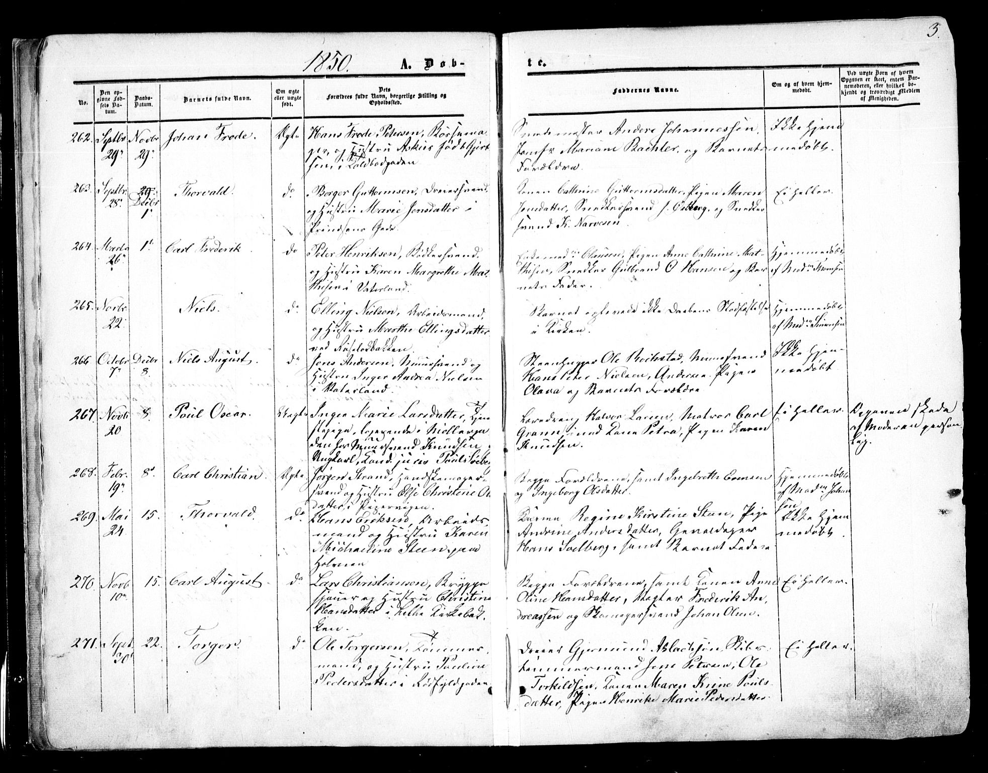 Oslo domkirke Kirkebøker, AV/SAO-A-10752/F/Fa/L0014: Parish register (official) no. 14, 1850-1857, p. 3