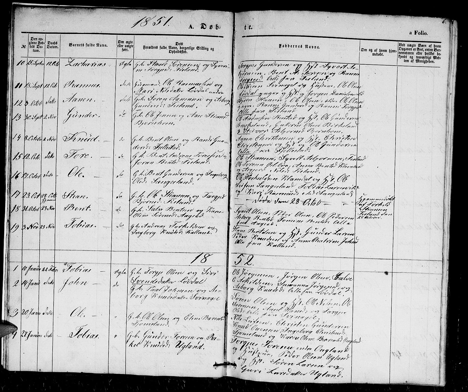 Holum sokneprestkontor, SAK/1111-0022/F/Fb/Fbb/L0002: Parish register (copy) no. B 2, 1847-1874, p. 6