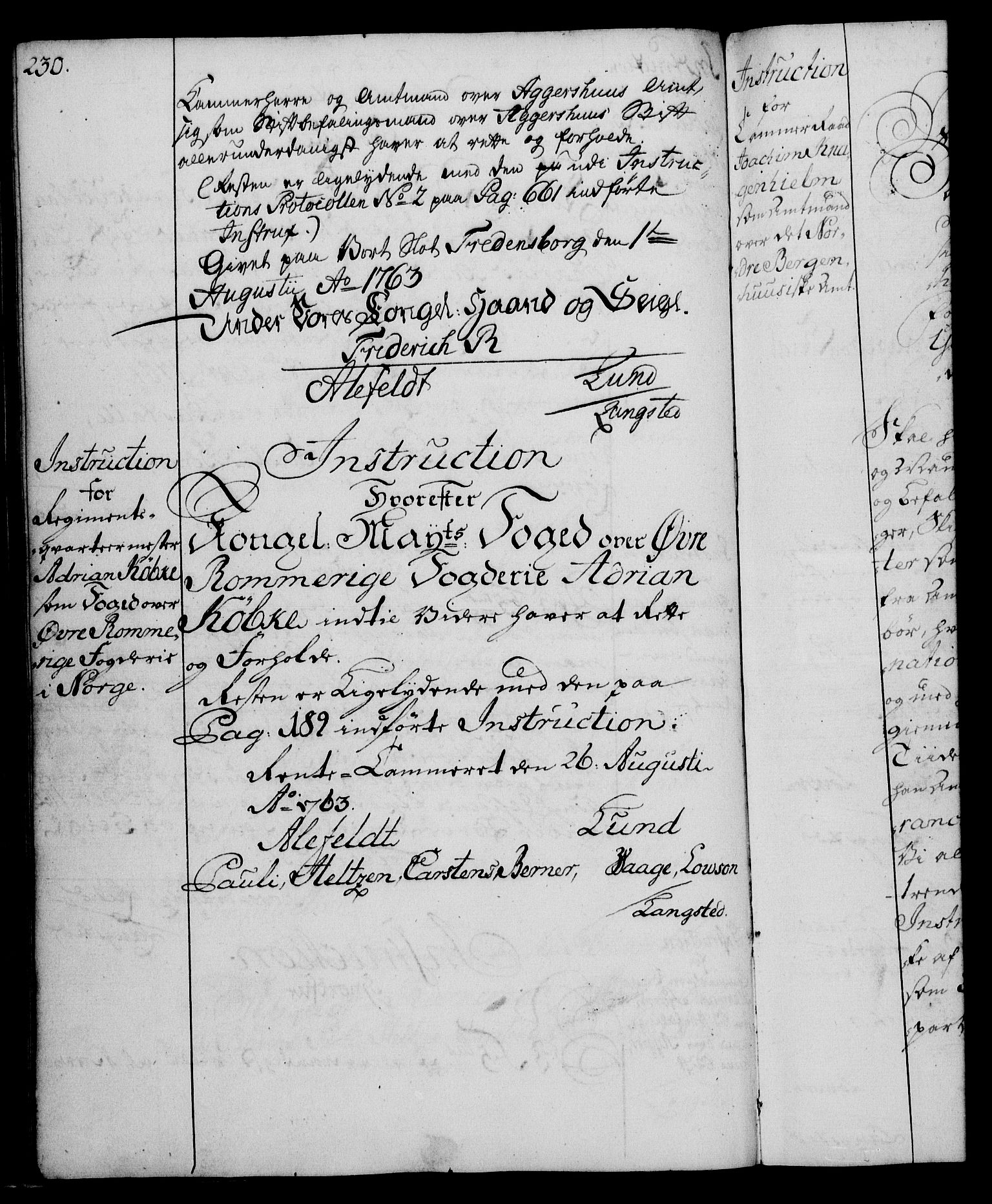 Rentekammeret, Kammerkanselliet, RA/EA-3111/G/Gg/Ggi/L0003: Norsk instruksjonsprotokoll med register (merket RK 53.36), 1751-1775, p. 230