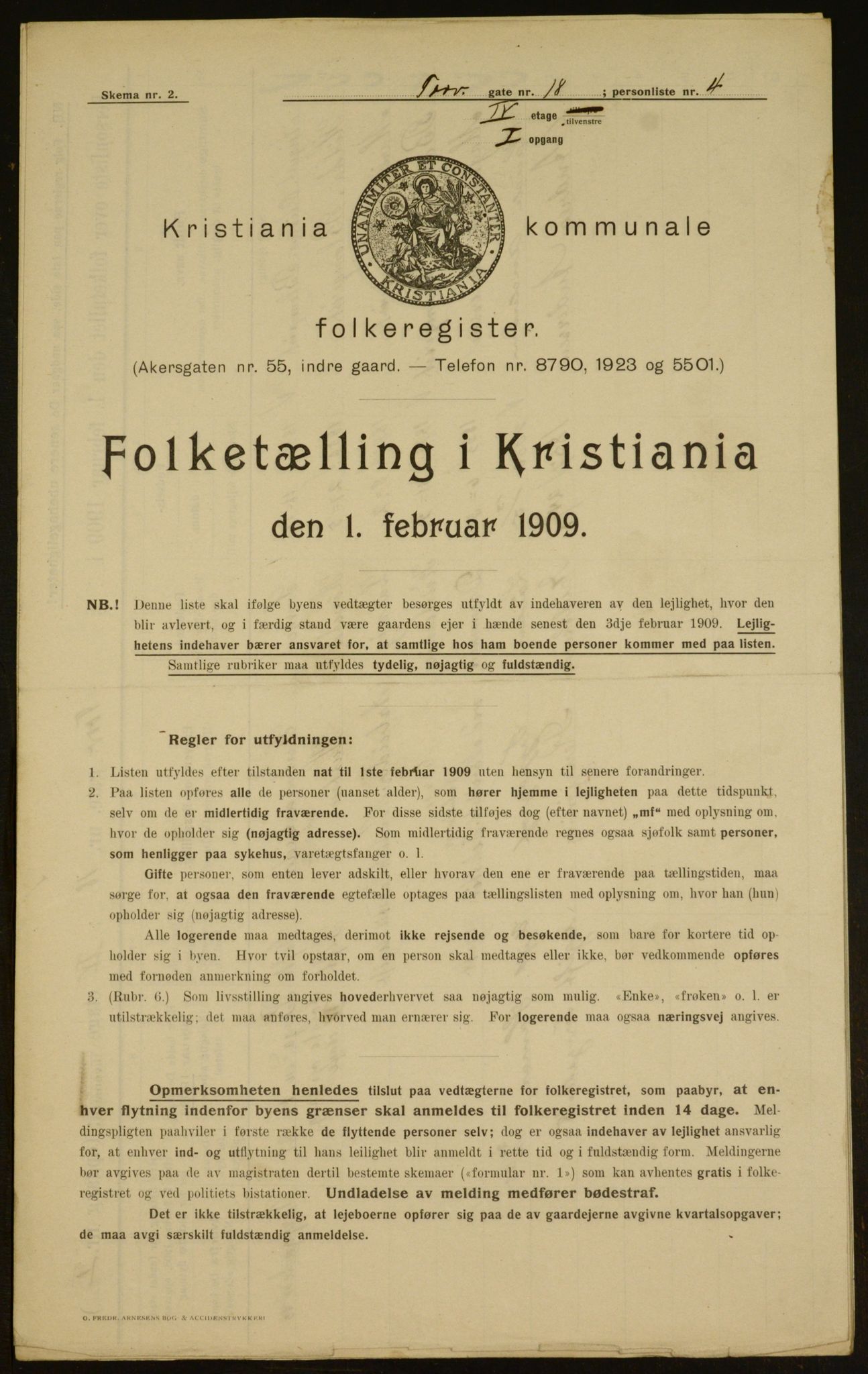 OBA, Municipal Census 1909 for Kristiania, 1909, p. 103423