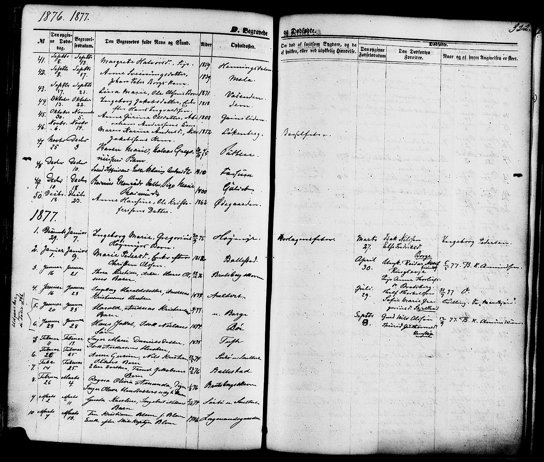 Gjerpen kirkebøker, SAKO/A-265/F/Fa/L0009: Parish register (official) no. I 9, 1872-1885, p. 322