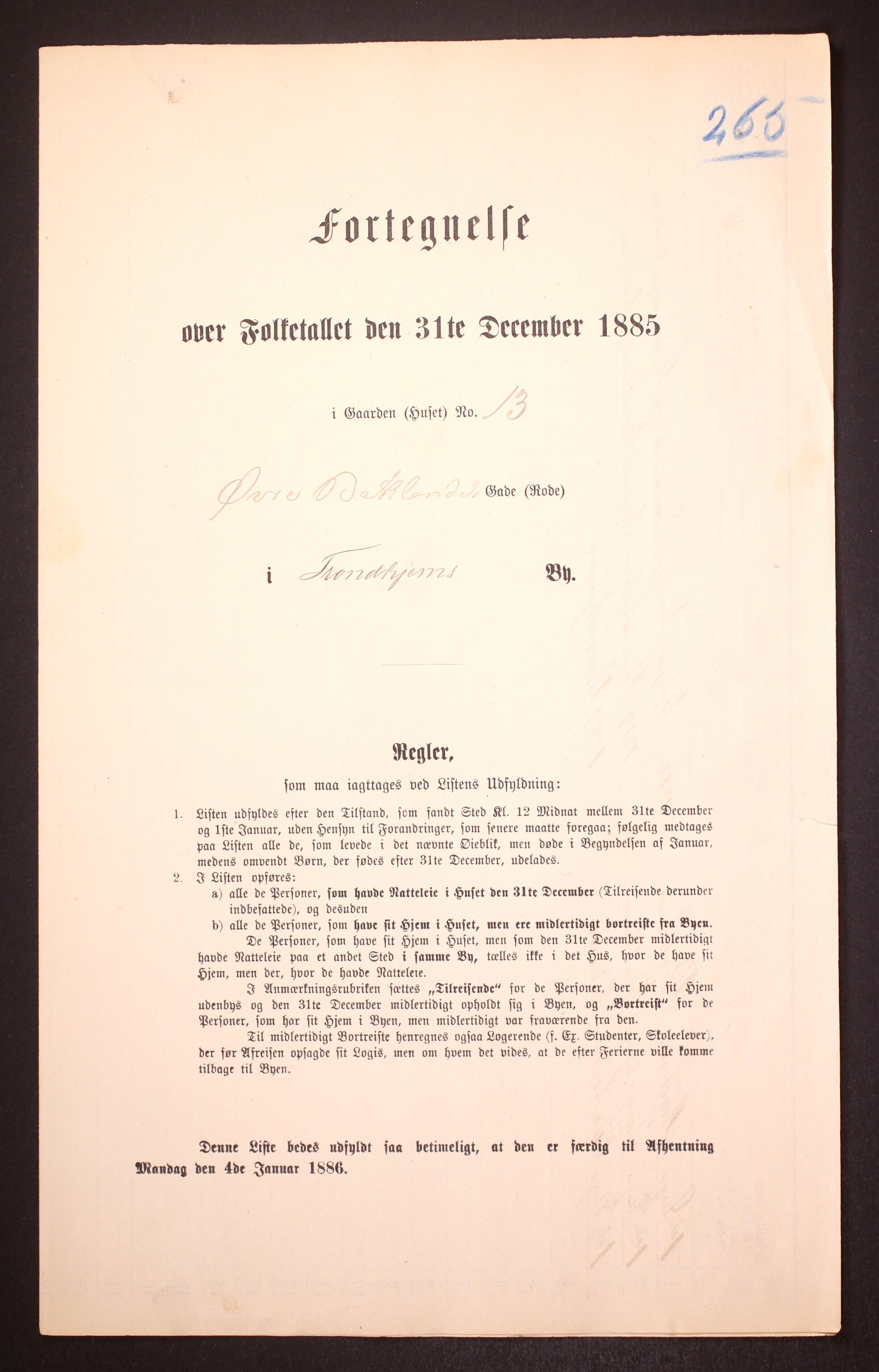 SAT, 1885 census for 1601 Trondheim, 1885, p. 2694