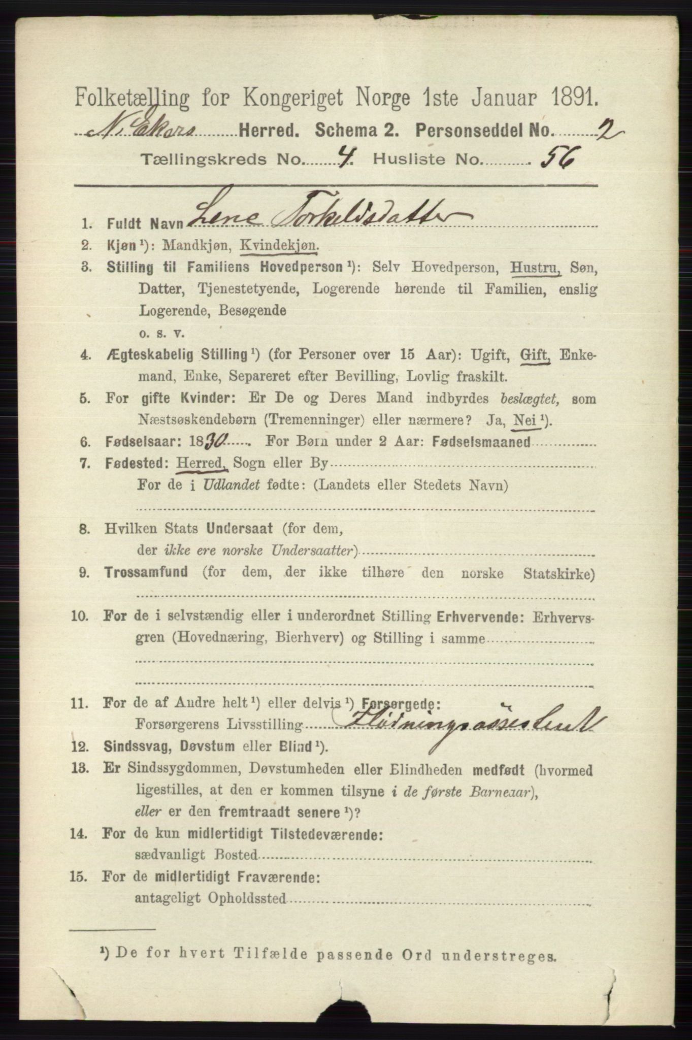 RA, 1891 census for 0625 Nedre Eiker, 1891, p. 2248