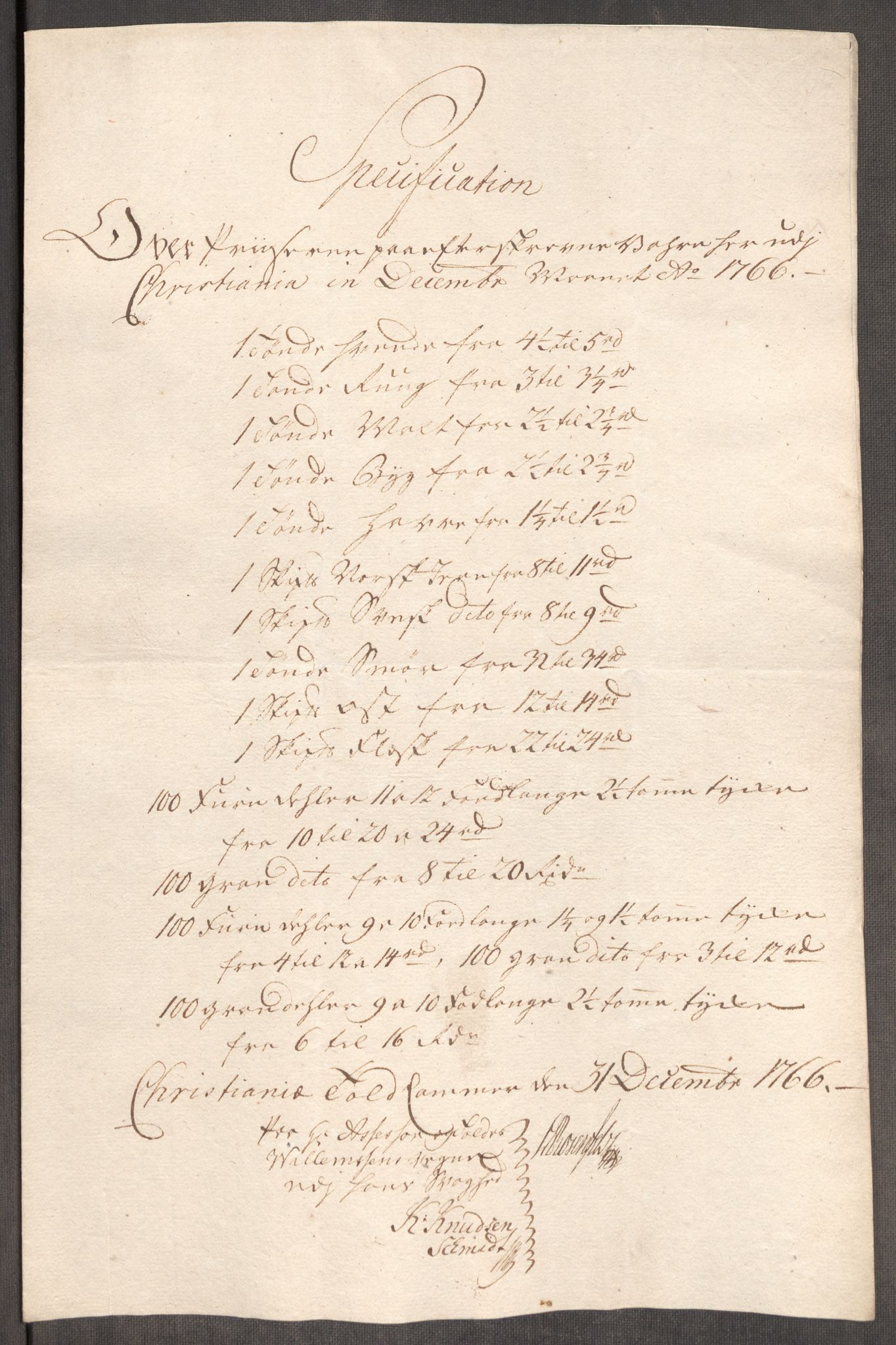 Rentekammeret inntil 1814, Realistisk ordnet avdeling, AV/RA-EA-4070/Oe/L0008: [Ø1]: Priskuranter, 1764-1768, p. 581