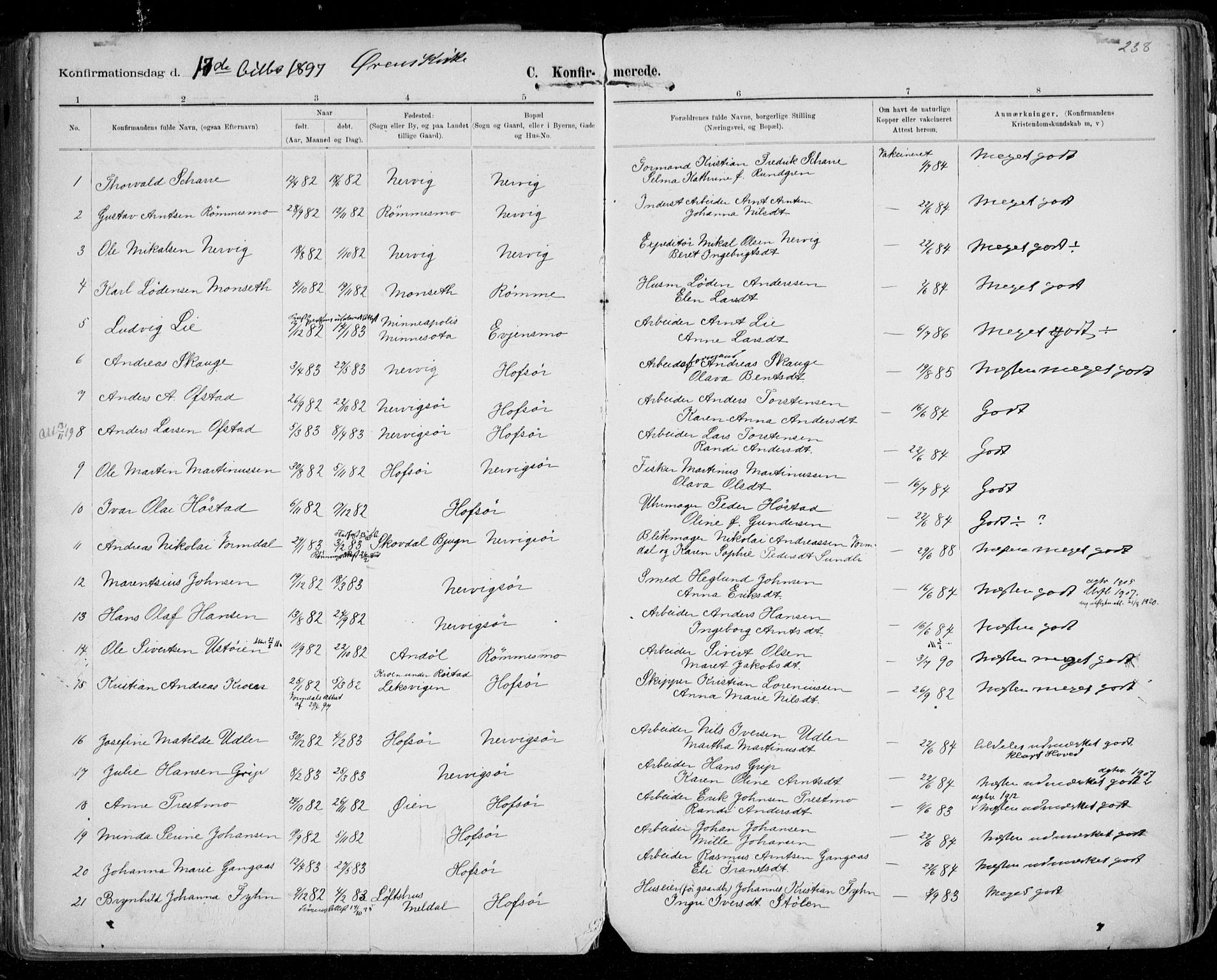 Ministerialprotokoller, klokkerbøker og fødselsregistre - Sør-Trøndelag, SAT/A-1456/668/L0811: Parish register (official) no. 668A11, 1894-1913, p. 238