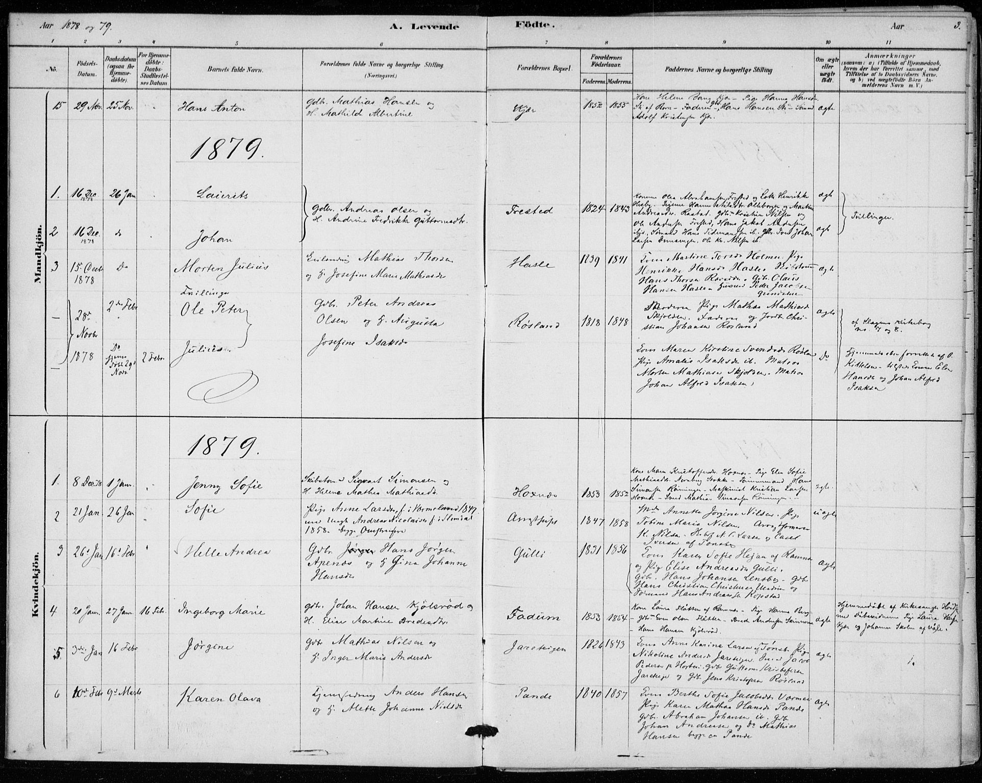 Sem kirkebøker, AV/SAKO-A-5/F/Fa/L0010: Parish register (official) no. I 10, 1878-1887, p. 3