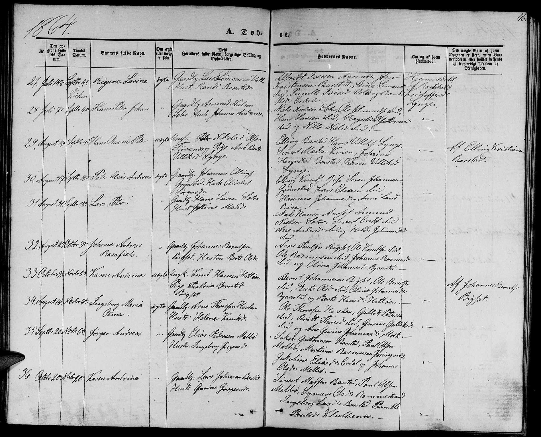 Ministerialprotokoller, klokkerbøker og fødselsregistre - Møre og Romsdal, SAT/A-1454/510/L0124: Parish register (copy) no. 510C01, 1854-1877, p. 46