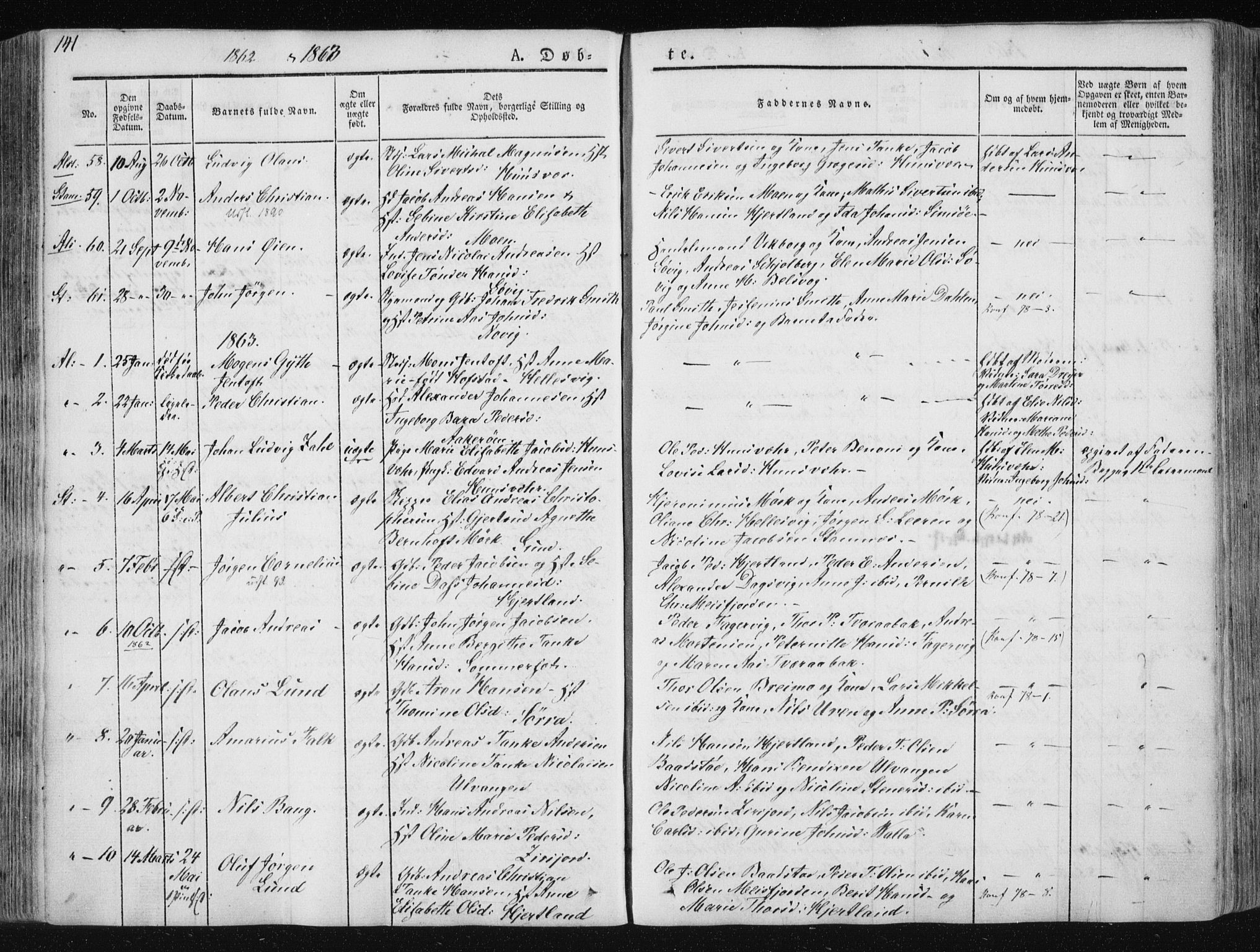 Ministerialprotokoller, klokkerbøker og fødselsregistre - Nordland, AV/SAT-A-1459/830/L0446: Parish register (official) no. 830A10, 1831-1865, p. 141