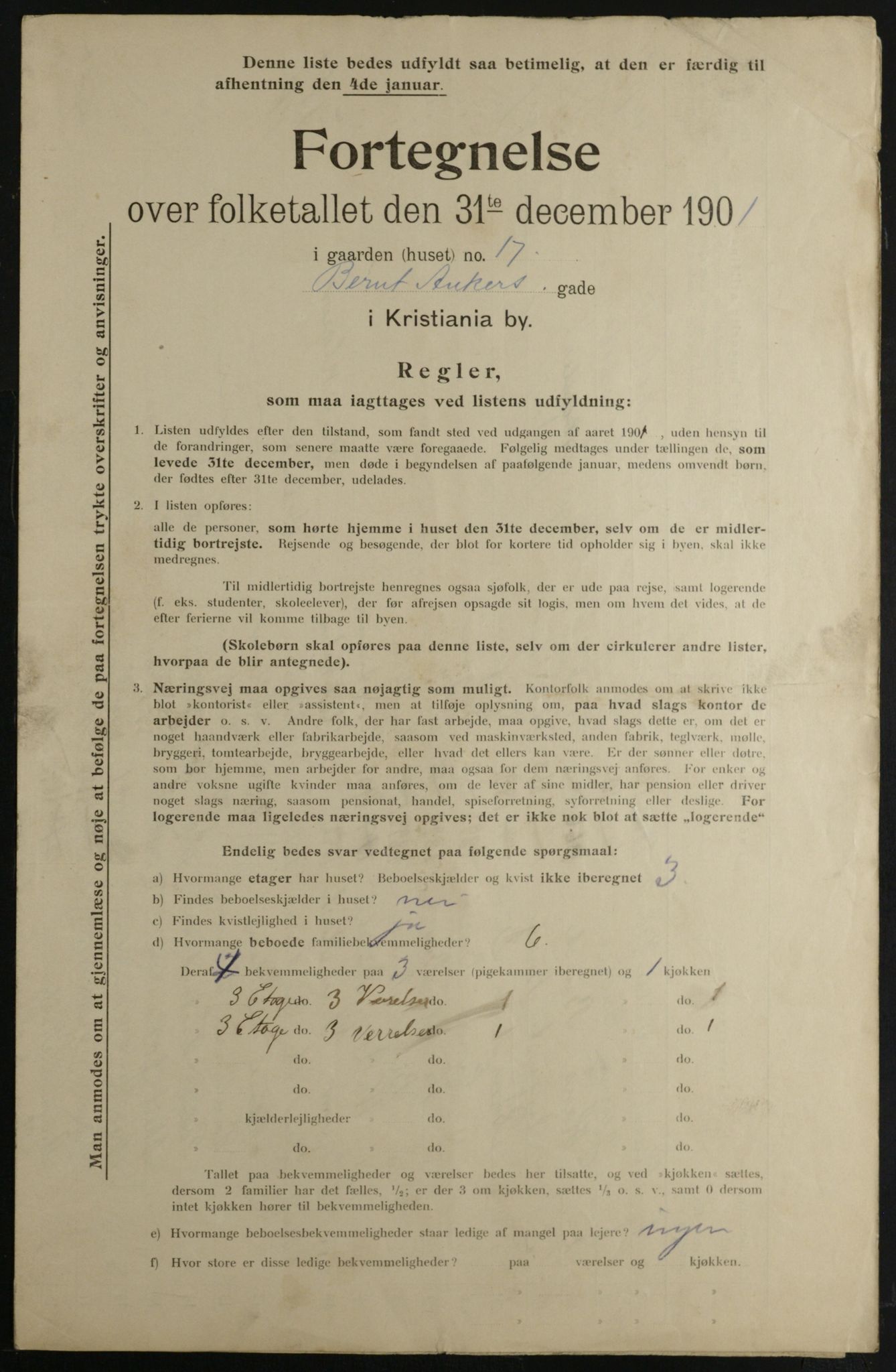 OBA, Municipal Census 1901 for Kristiania, 1901, p. 809