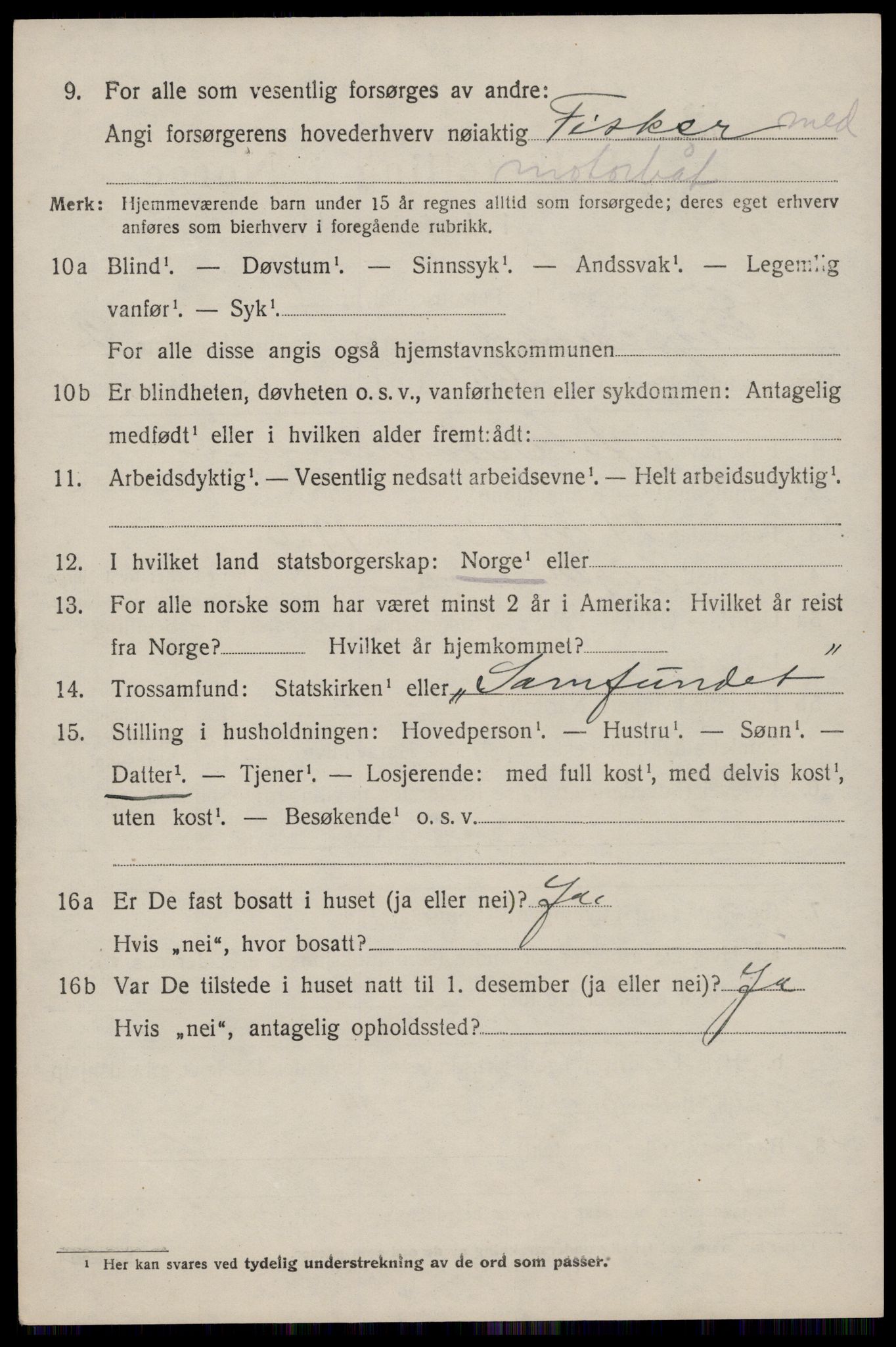 SAST, 1920 census for Eigersund, 1920, p. 2312