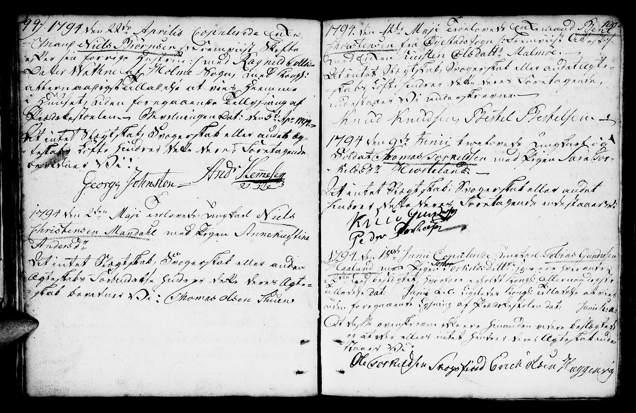 Mandal sokneprestkontor, AV/SAK-1111-0030/F/Fa/Faa/L0007: Parish register (official) no. A 7, 1783-1818, p. 99-100