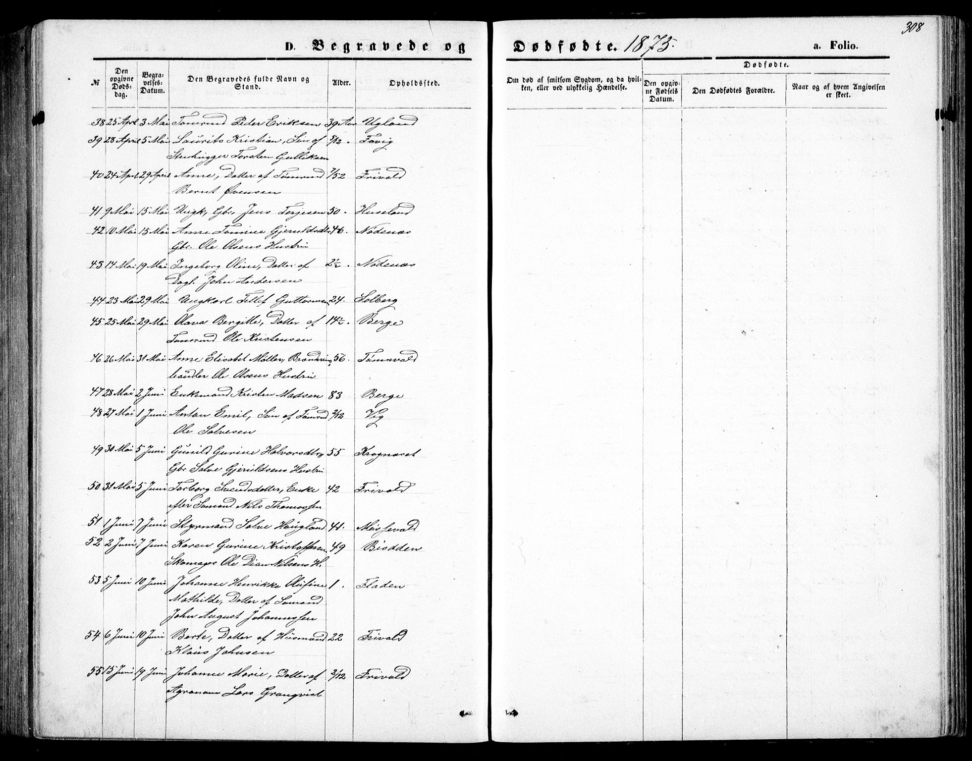 Fjære sokneprestkontor, AV/SAK-1111-0011/F/Fb/L0010: Parish register (copy) no. B 10, 1871-1880, p. 308