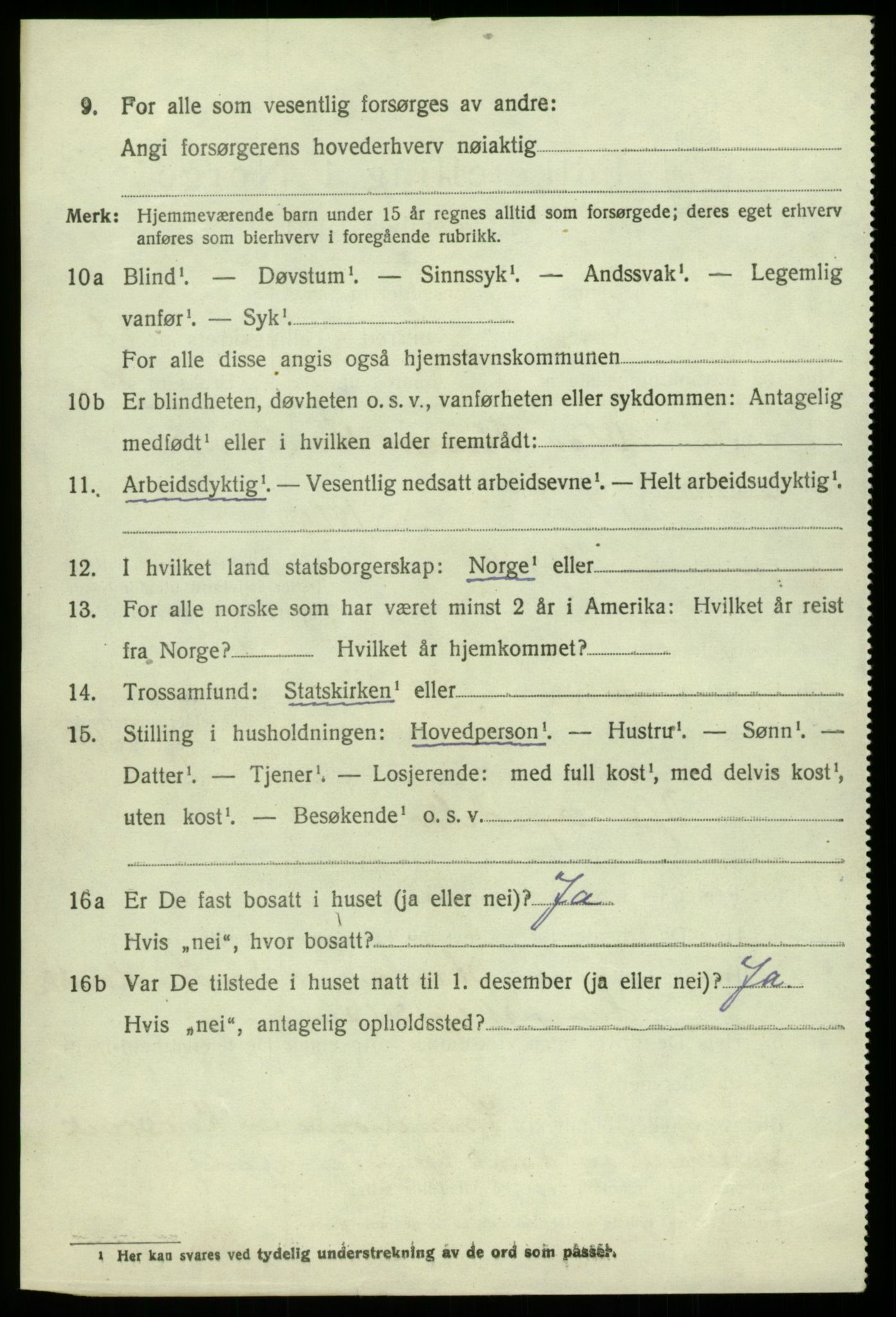 SAB, 1920 census for Kvam, 1920, p. 9200