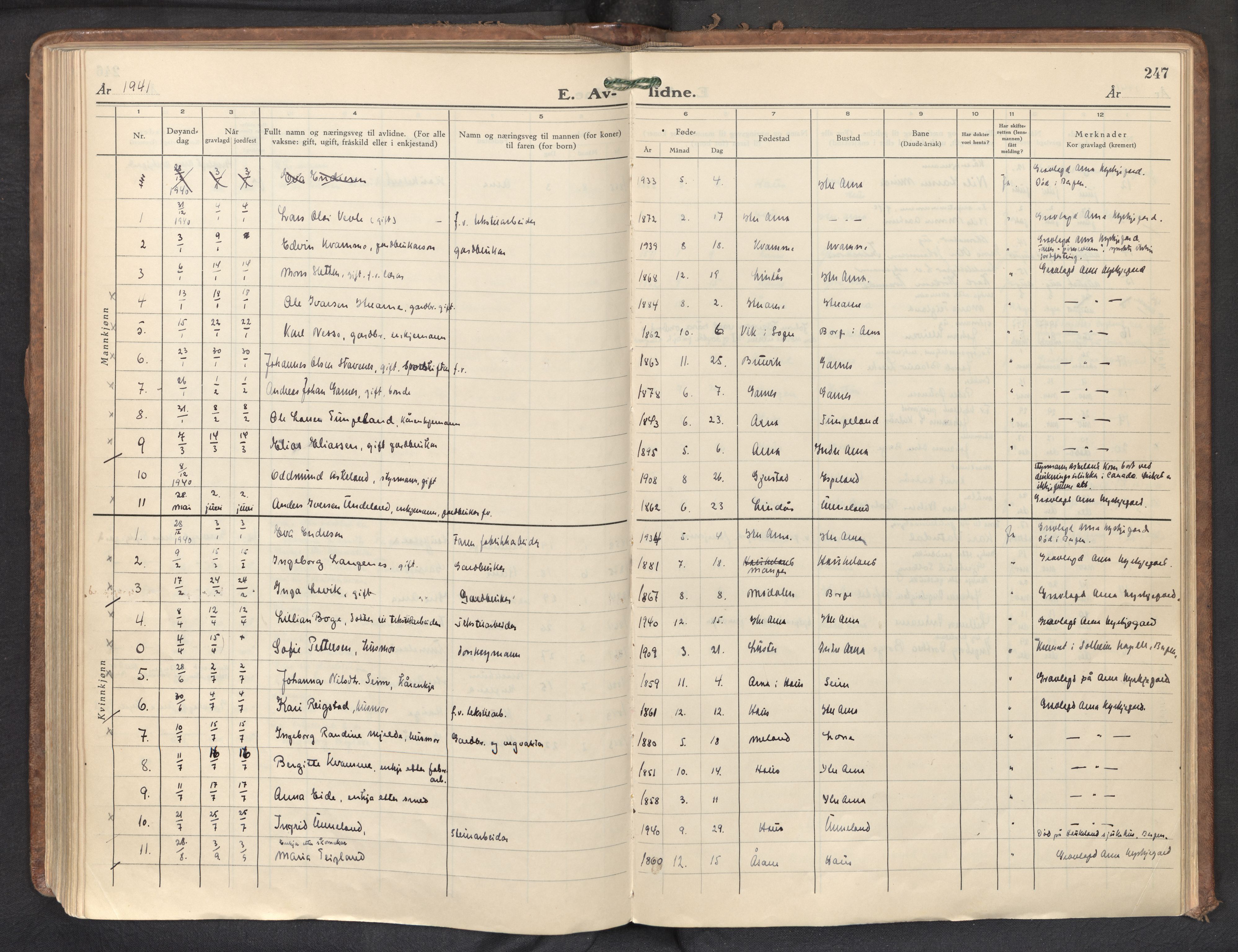 Haus sokneprestembete, AV/SAB-A-75601/H/Haa: Parish register (official) no. D 5, 1939-1950, p. 247