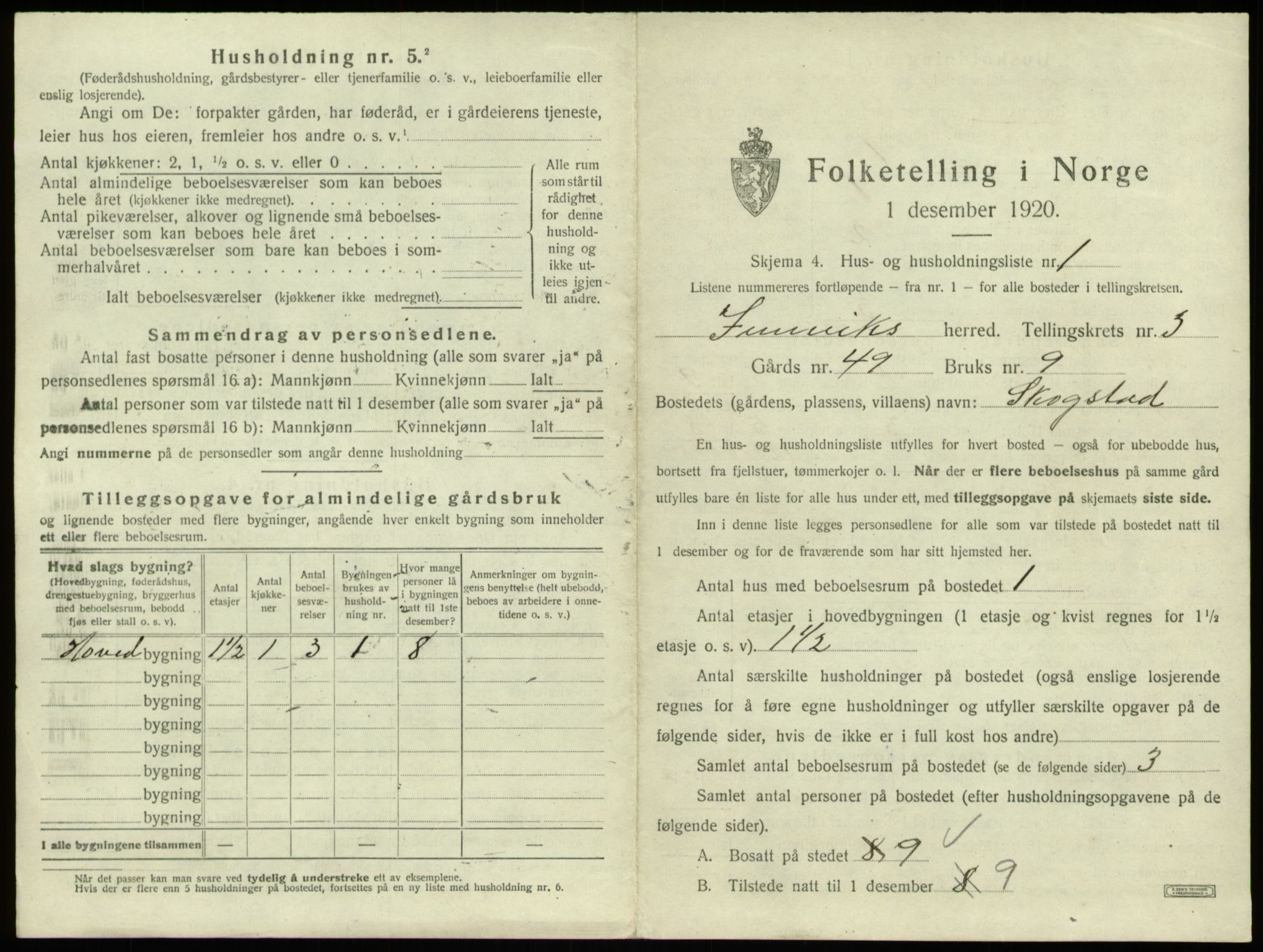 SAB, 1920 census for Innvik, 1920, p. 163