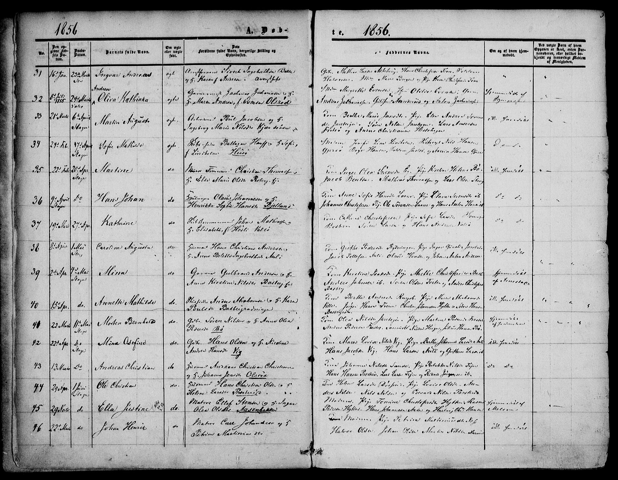 Sem kirkebøker, SAKO/A-5/F/Fa/L0007: Parish register (official) no. I 7, 1856-1865, p. 5