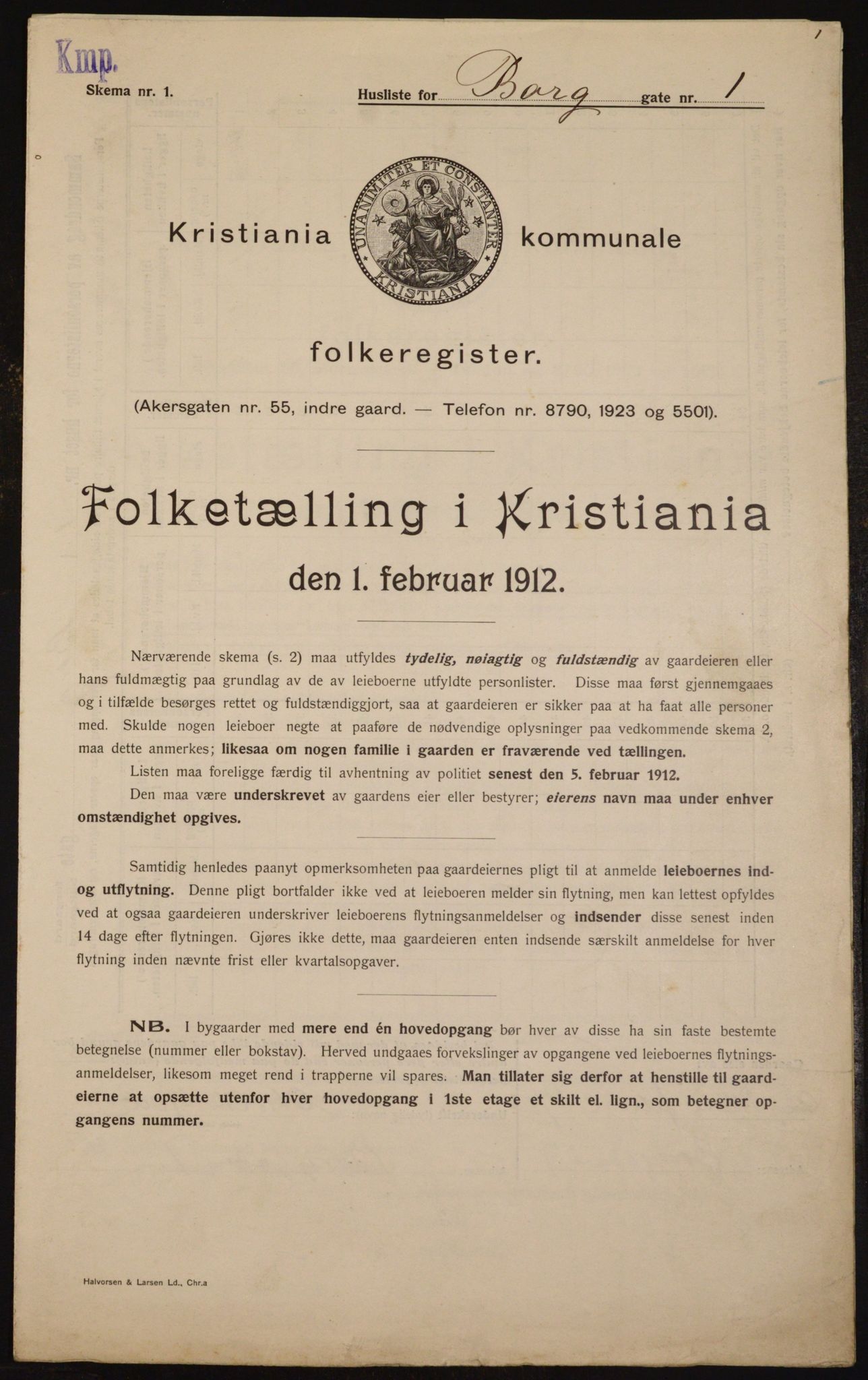 OBA, Municipal Census 1912 for Kristiania, 1912, p. 7556