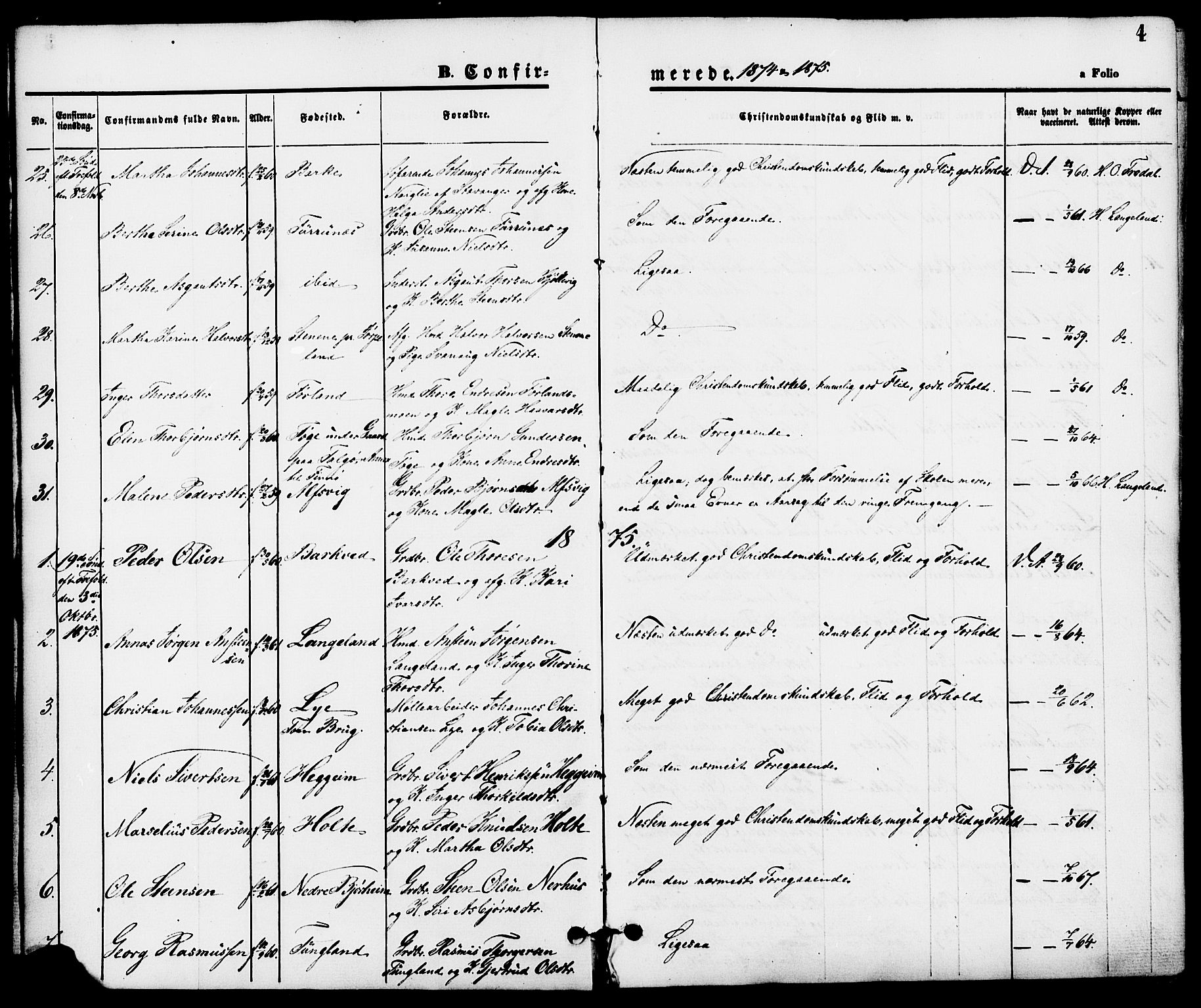 Strand sokneprestkontor, SAST/A-101828/H/Ha/Haa/L0008: Parish register (official) no. A 8, 1874-1907, p. 4