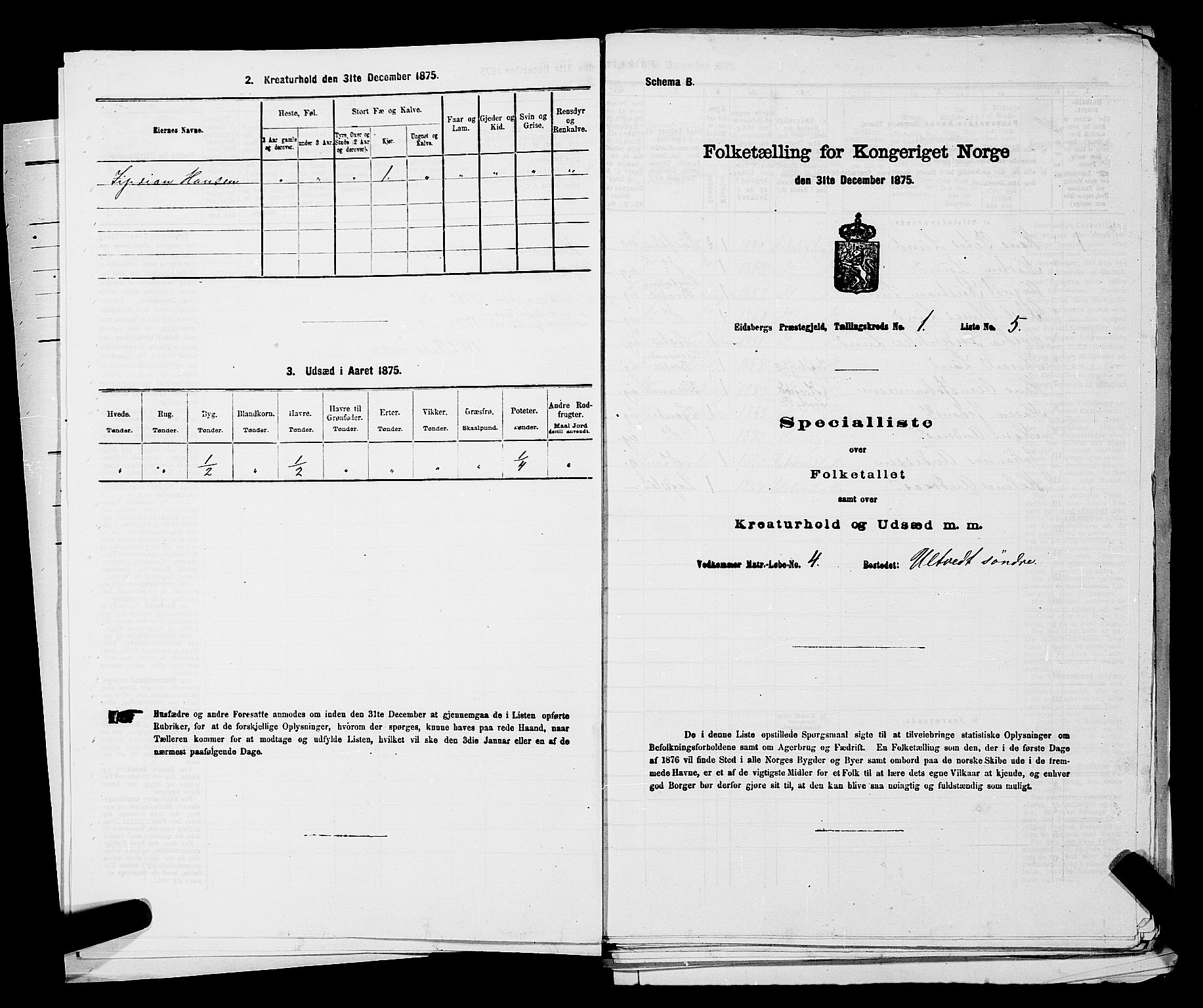 RA, 1875 census for 0125P Eidsberg, 1875, p. 61