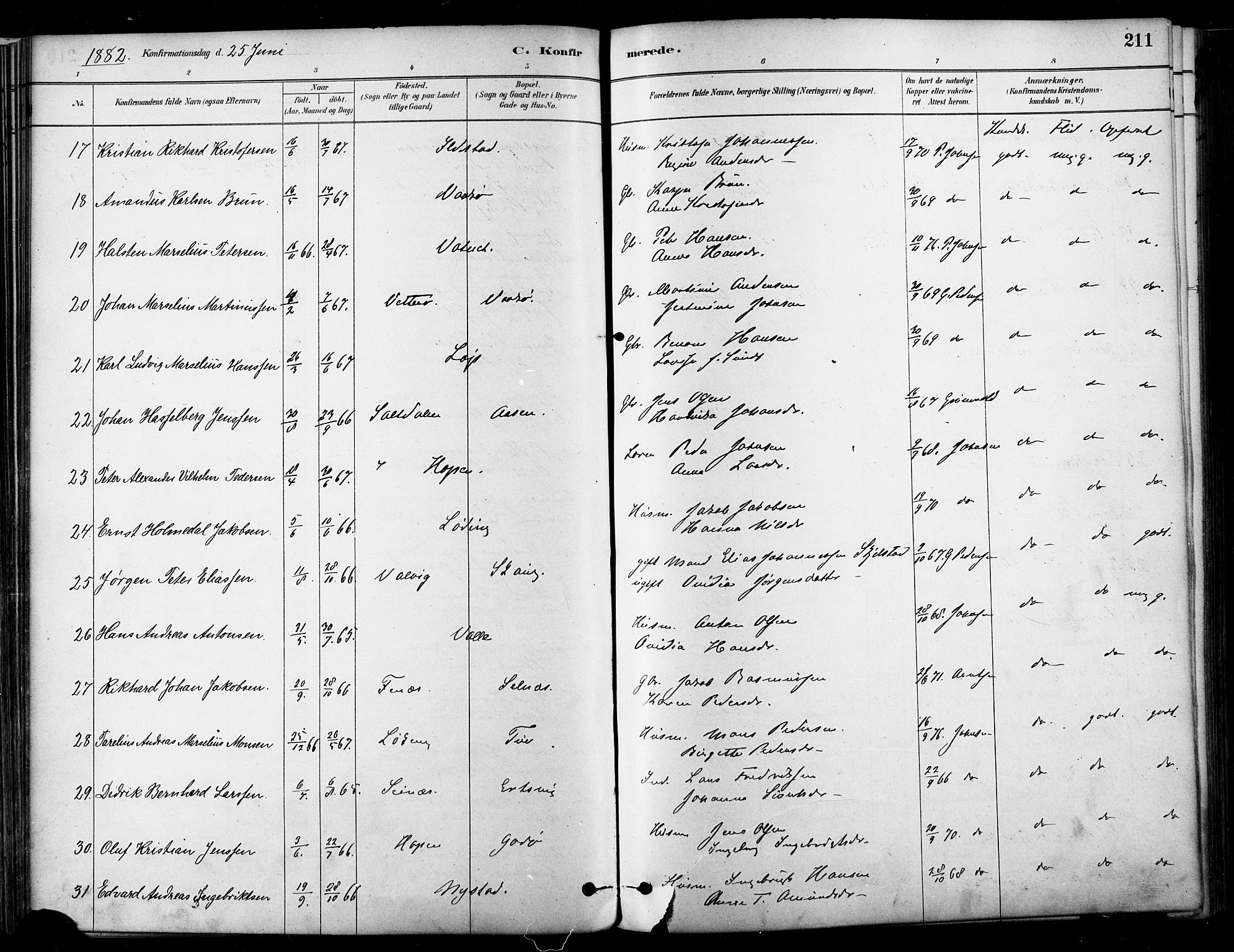 Ministerialprotokoller, klokkerbøker og fødselsregistre - Nordland, SAT/A-1459/802/L0054: Parish register (official) no. 802A01, 1879-1893, p. 211