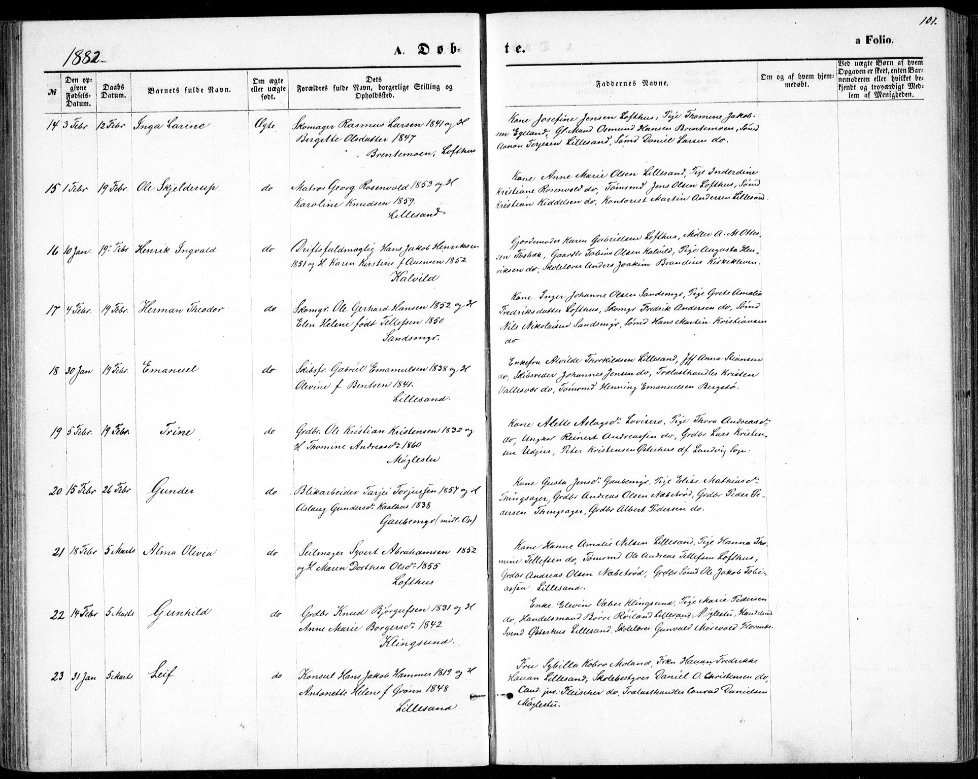 Vestre Moland sokneprestkontor, SAK/1111-0046/F/Fb/Fbb/L0005: Parish register (copy) no. B 5, 1872-1883, p. 101