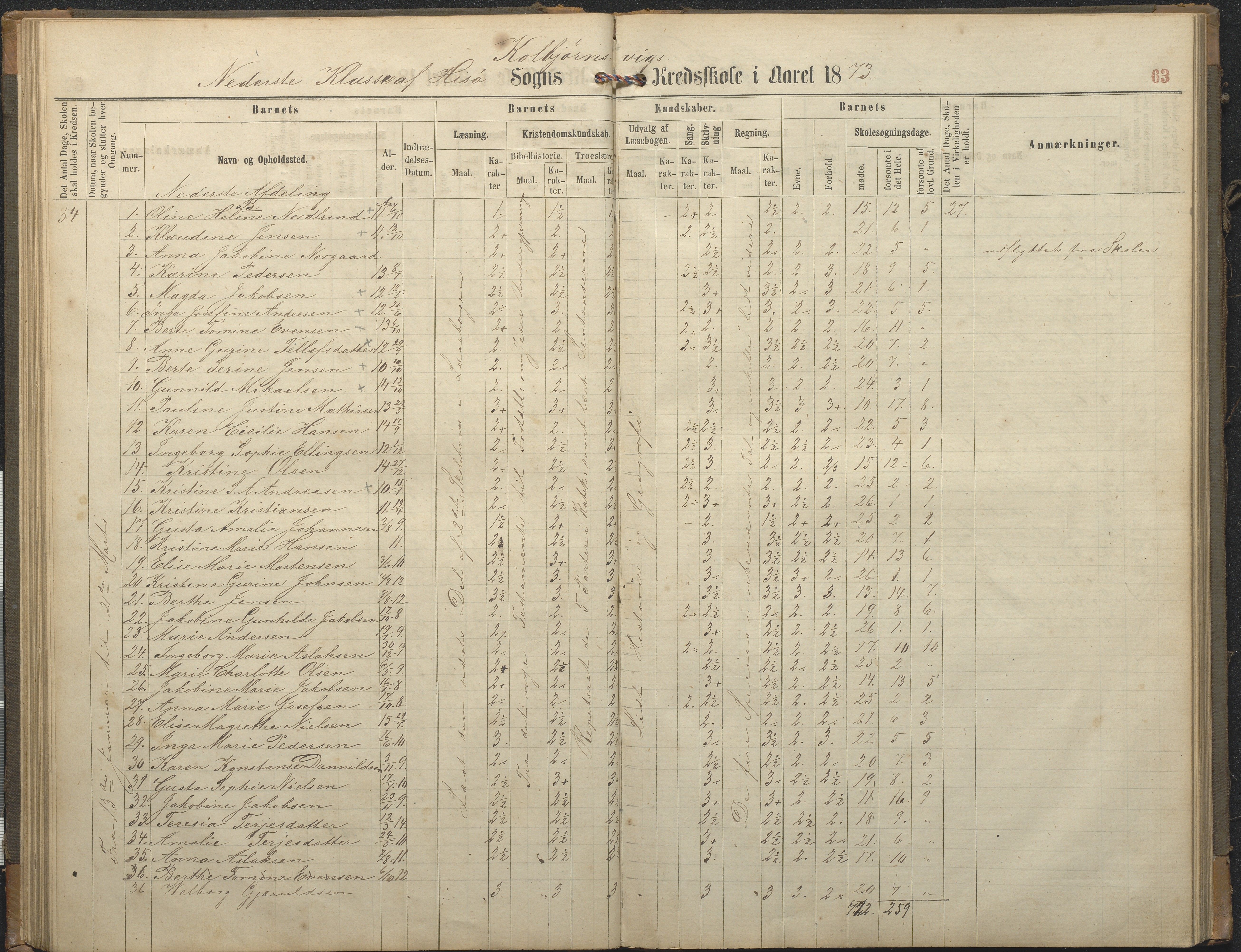 Hisøy kommune frem til 1991, AAKS/KA0922-PK/32/L0006: Skoleprotokoll, 1863-1887, p. 63