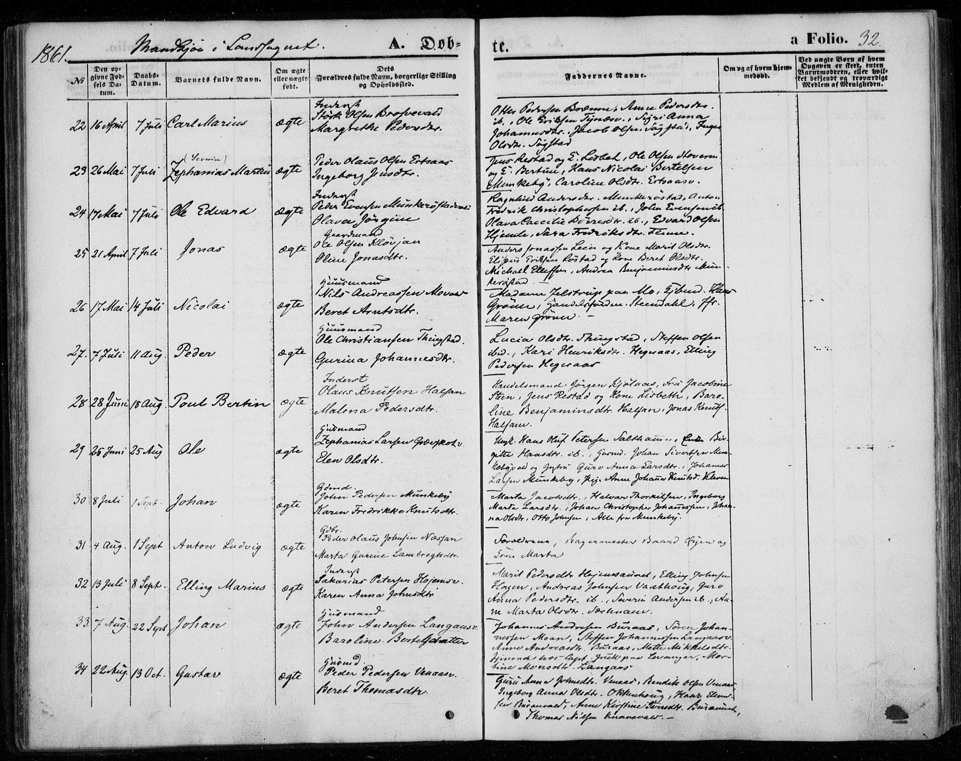 Ministerialprotokoller, klokkerbøker og fødselsregistre - Nord-Trøndelag, SAT/A-1458/720/L0184: Parish register (official) no. 720A02 /2, 1855-1863, p. 32