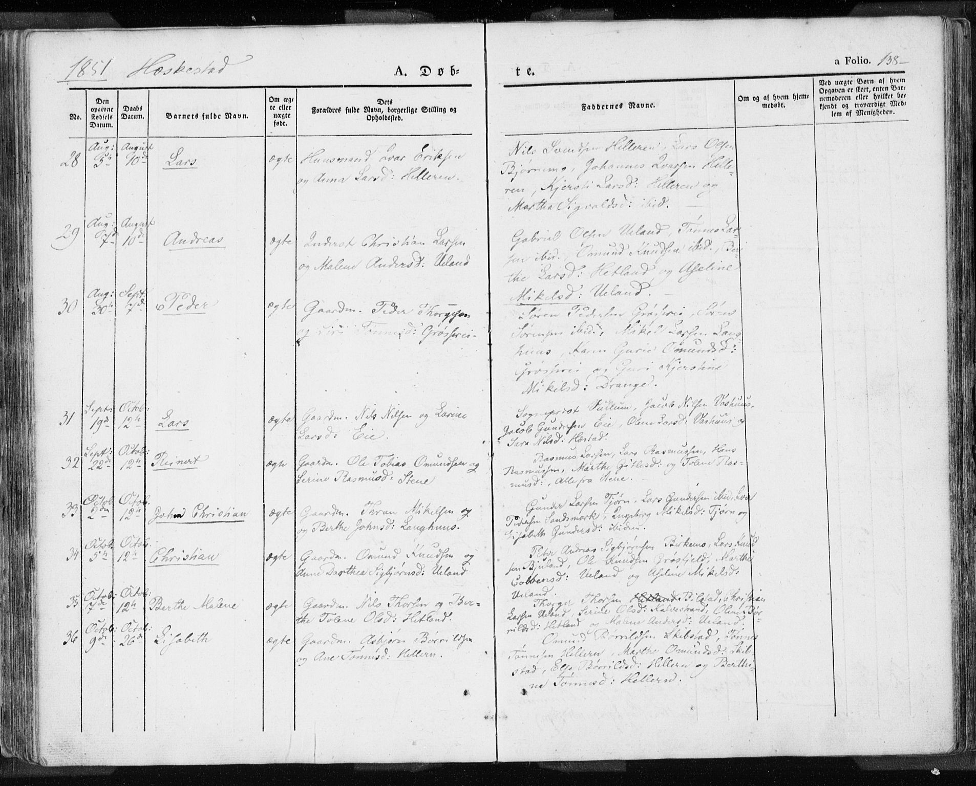 Lund sokneprestkontor, AV/SAST-A-101809/S06/L0007: Parish register (official) no. A 7.1, 1833-1854, p. 138